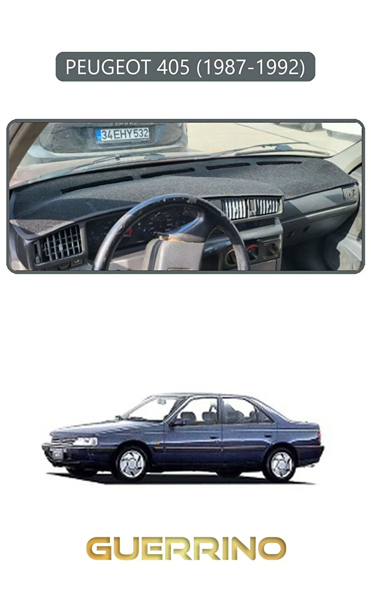 PEUGEOT 405 (1987-1992) ;TORPİDO KORUMA HALISI GRİ KENAR