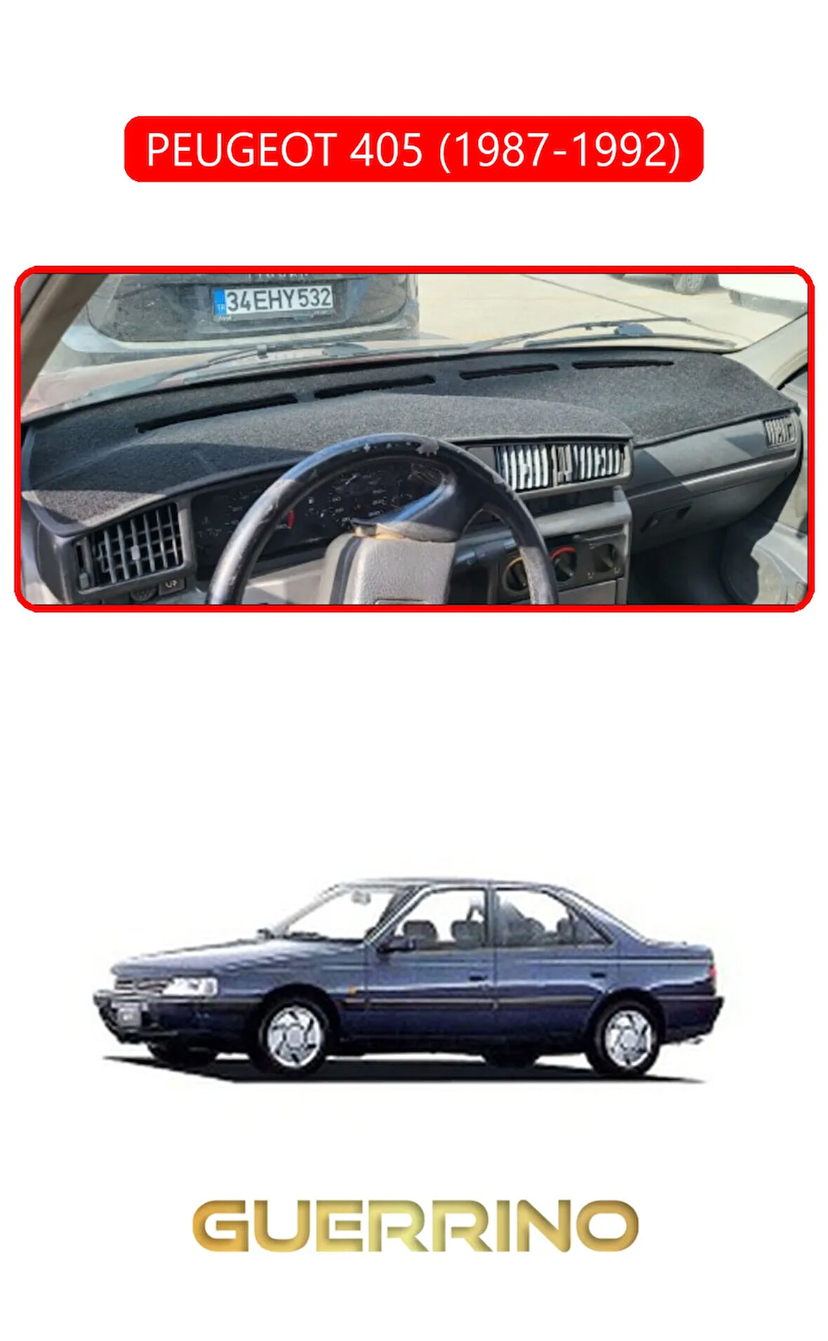 PEUGEOT 405 (1987-1992) ;TORPİDO KORUMA HALISI KIRMIZI KENAR
