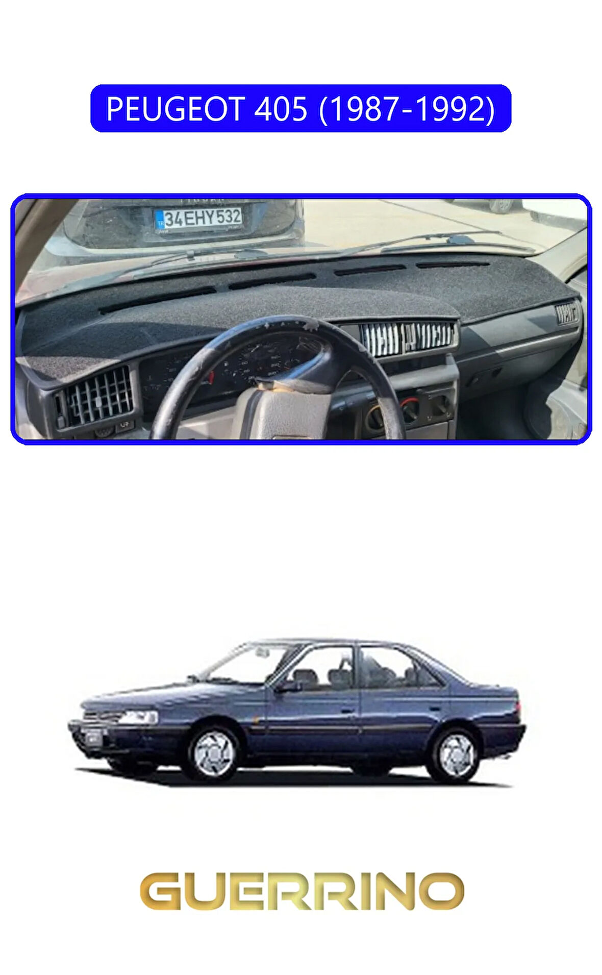 PEUGEOT 405 (1987-1992) ;TORPİDO KORUMA HALISI MAVİ KENAR