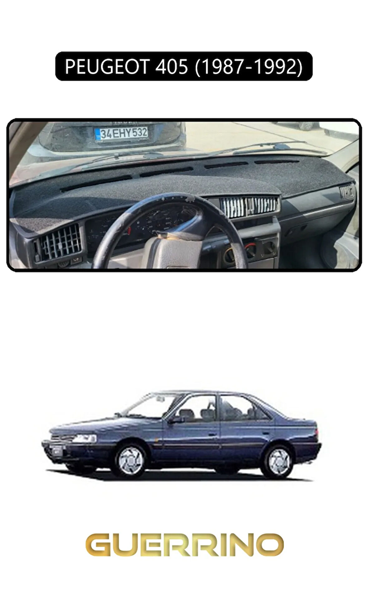PEUGEOT 405 (1987-1992) ;TORPİDO KORUMA HALISI SİYAH KENAR