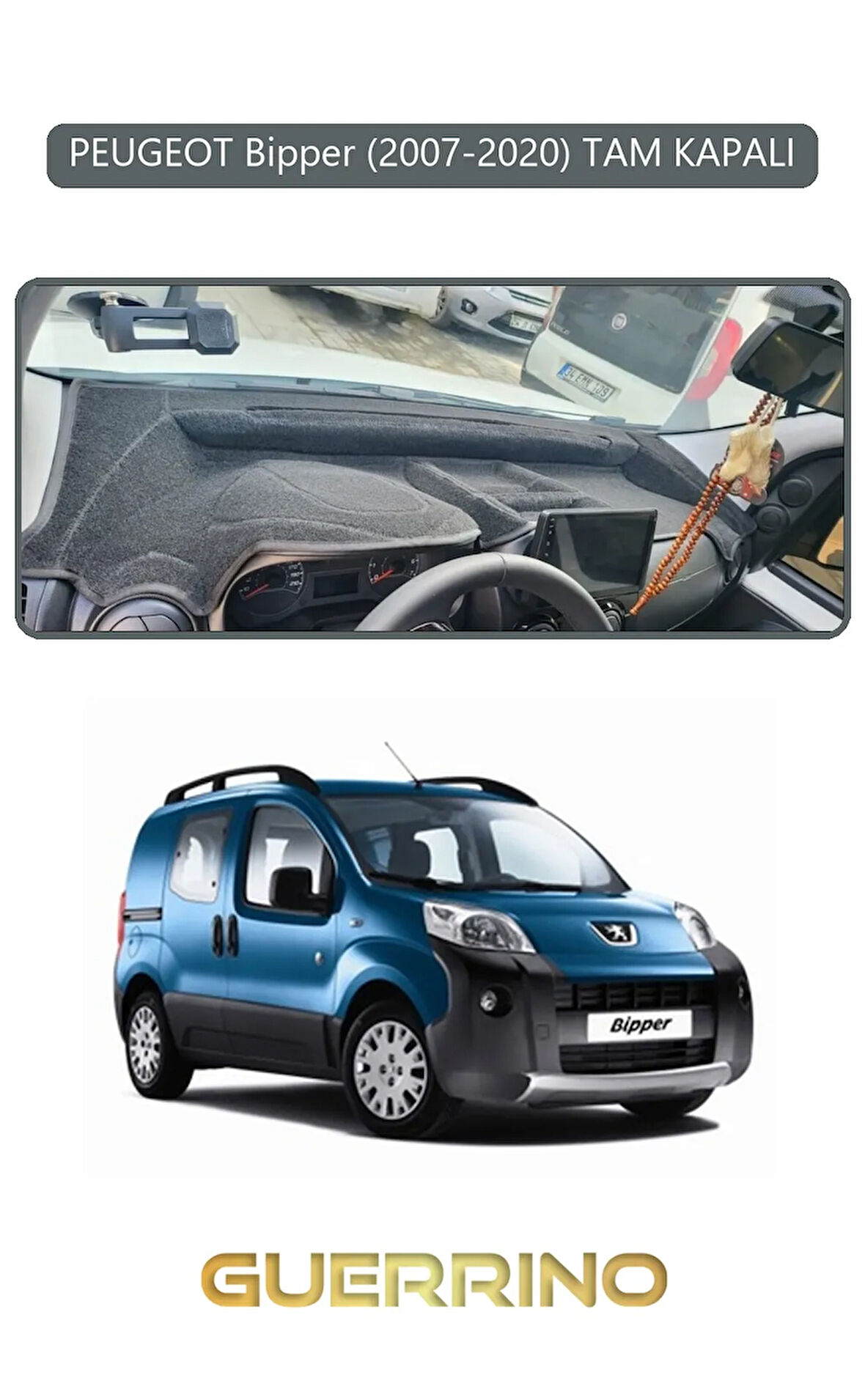 PEUGEOT Bipper (2007-2020) TAM KAPALITORPİDO KORUMA HALISI GRİ KENAR