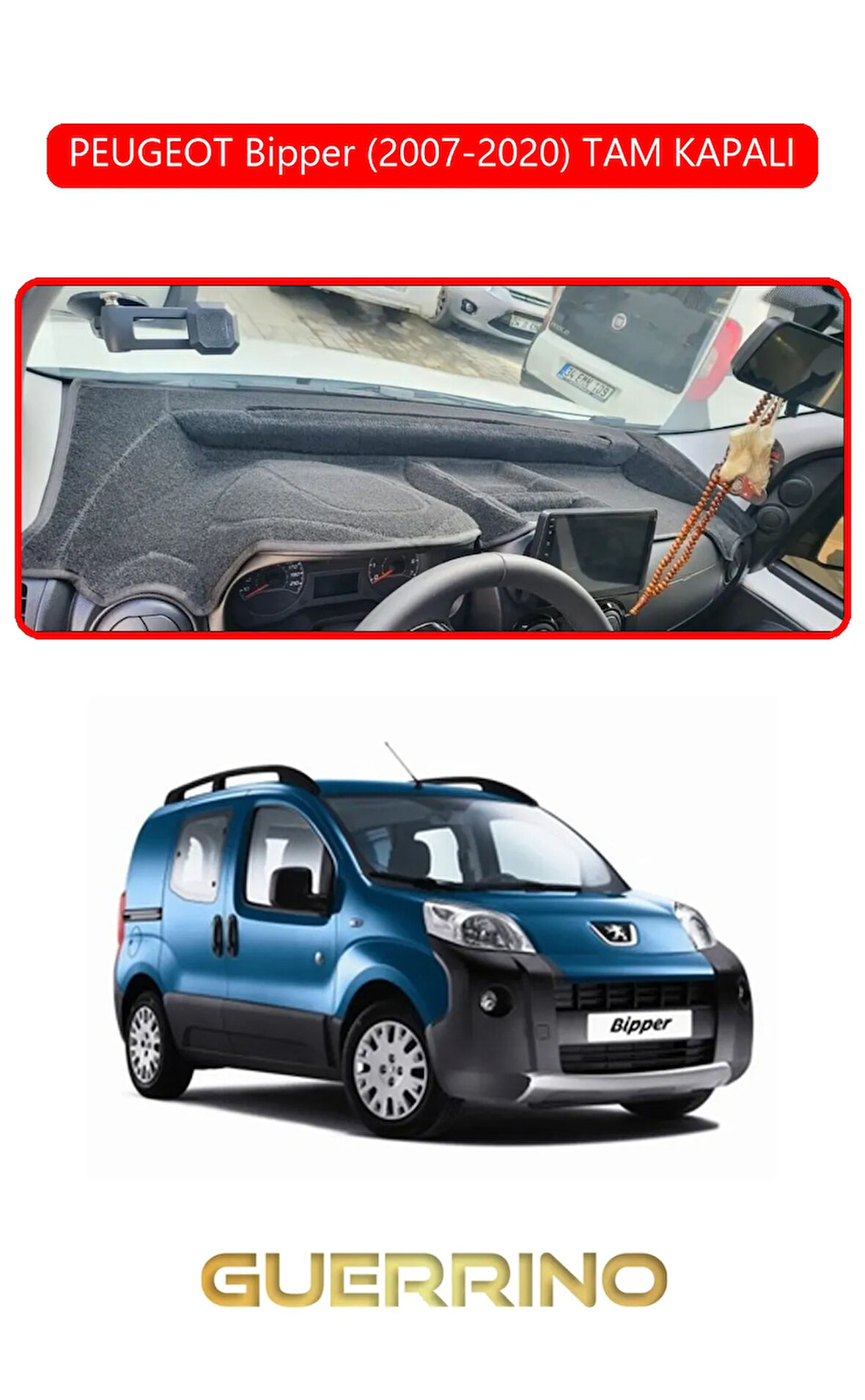 PEUGEOT Bipper (2007-2020) TAM KAPALITORPİDO KORUMA HALISI KIRMIZI KENAR