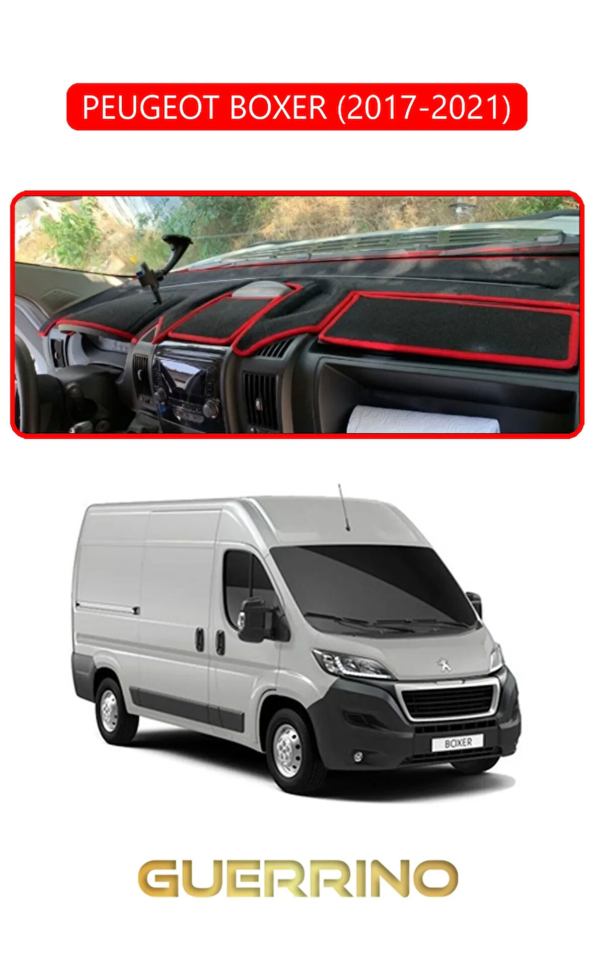 PEUGEOT BOXER 2017 - 2021TORPİDO KORUMA HALISI KIRMIZI KENAR