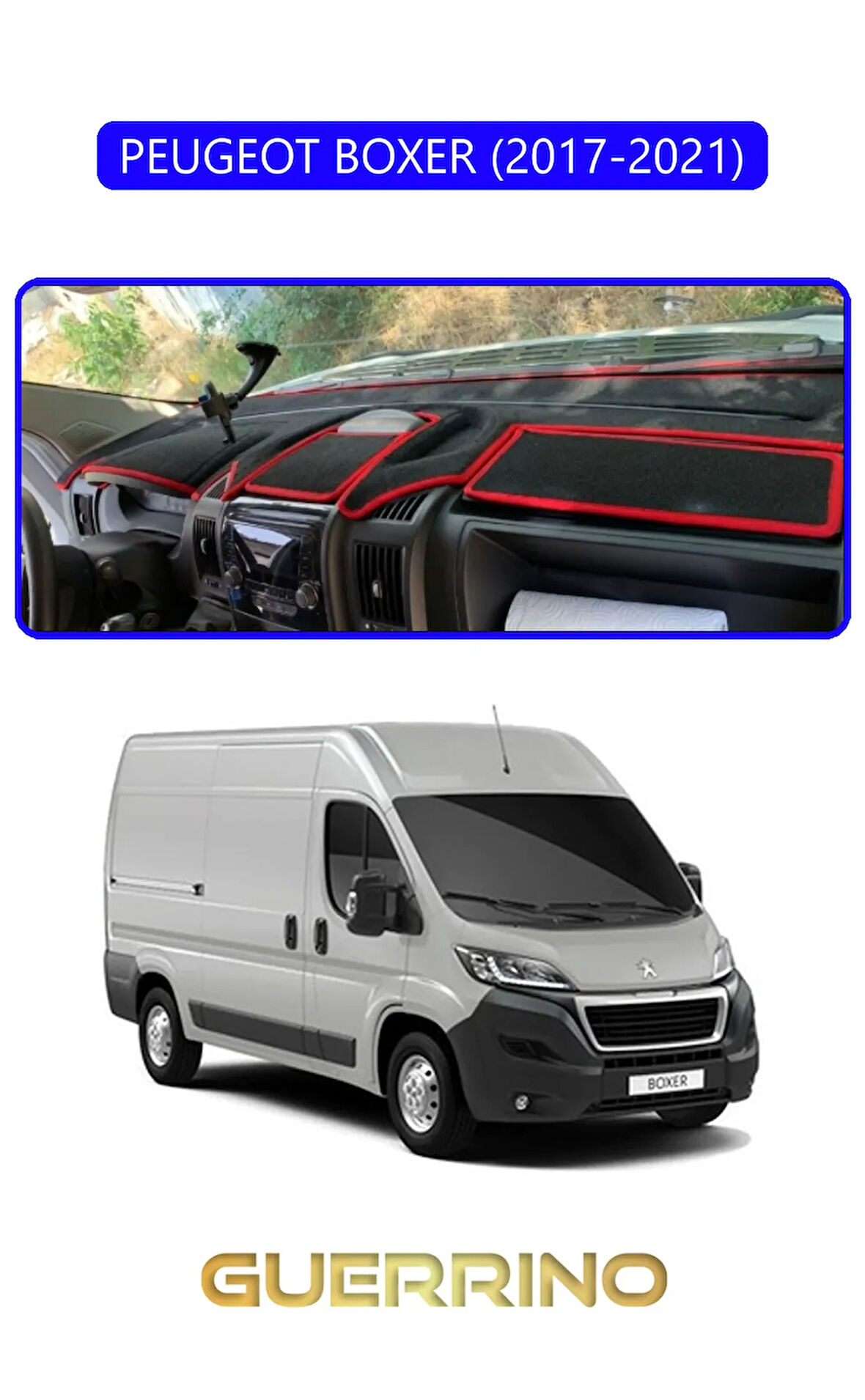 PEUGEOT BOXER 2017 - 2021TORPİDO KORUMA HALISI MAVİ KENAR