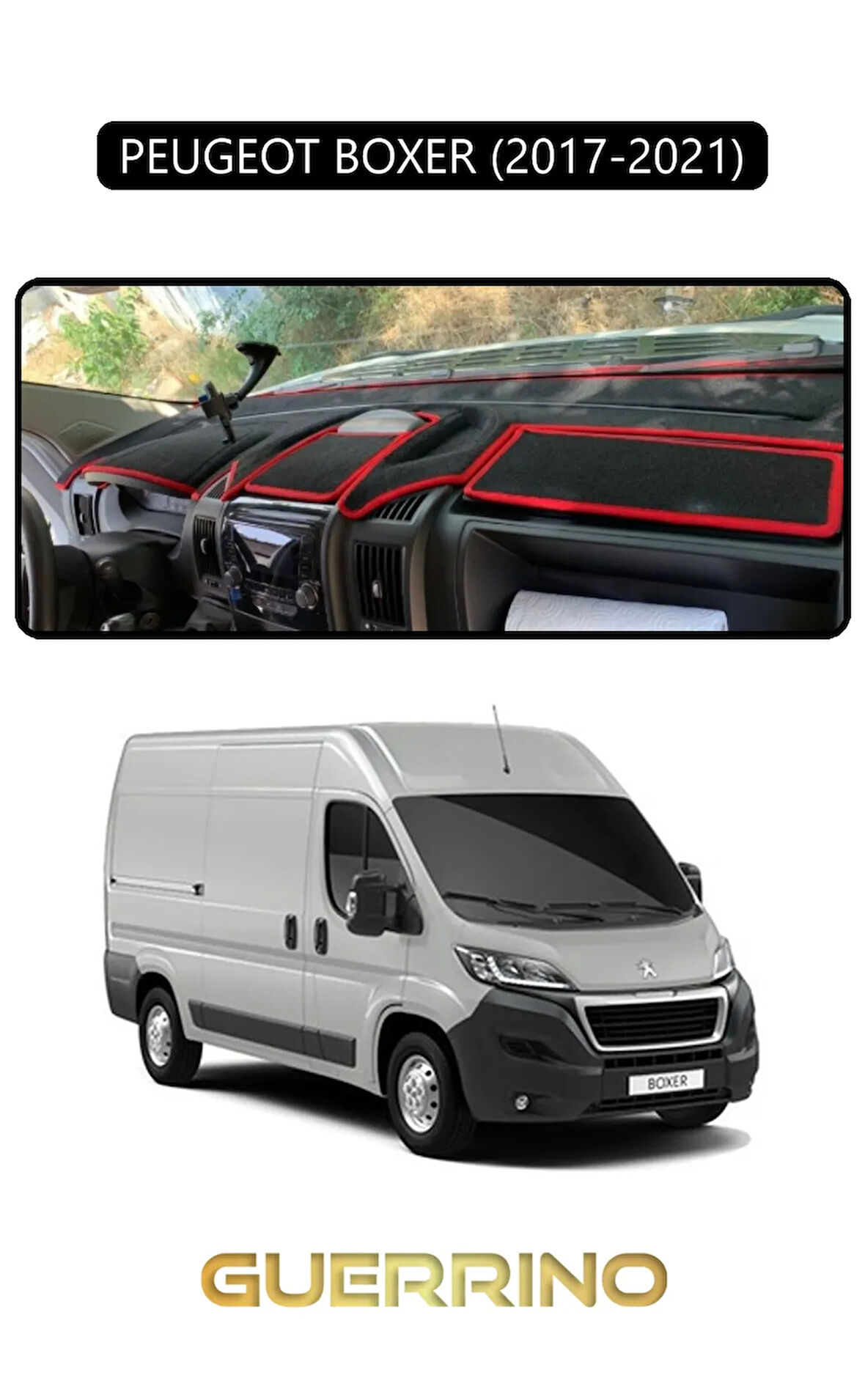 PEUGEOT BOXER 2017 - 2021TORPİDO KORUMA HALISI SİYAH KENAR