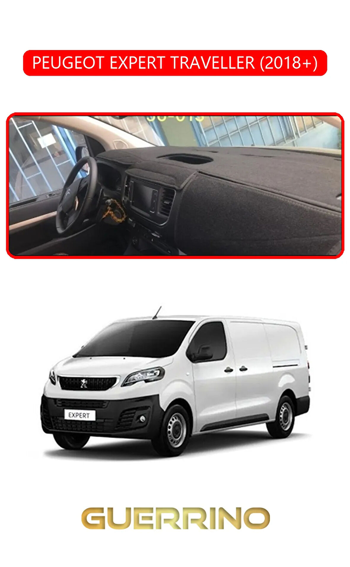 PEUGEOT EXPERT TRAVELLER 2018+TORPİDO KORUMA HALISI KIRMIZI KENAR