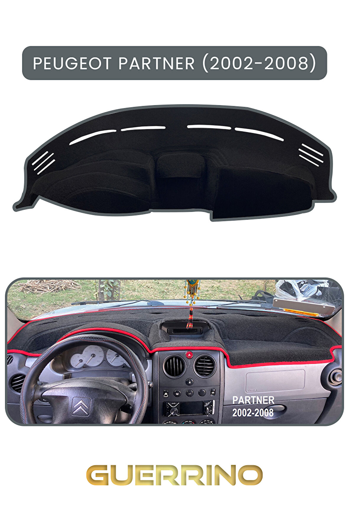 PEUGEOT Partner (2002-2008)TORPİDO KORUMA HALISI GRİ KENAR