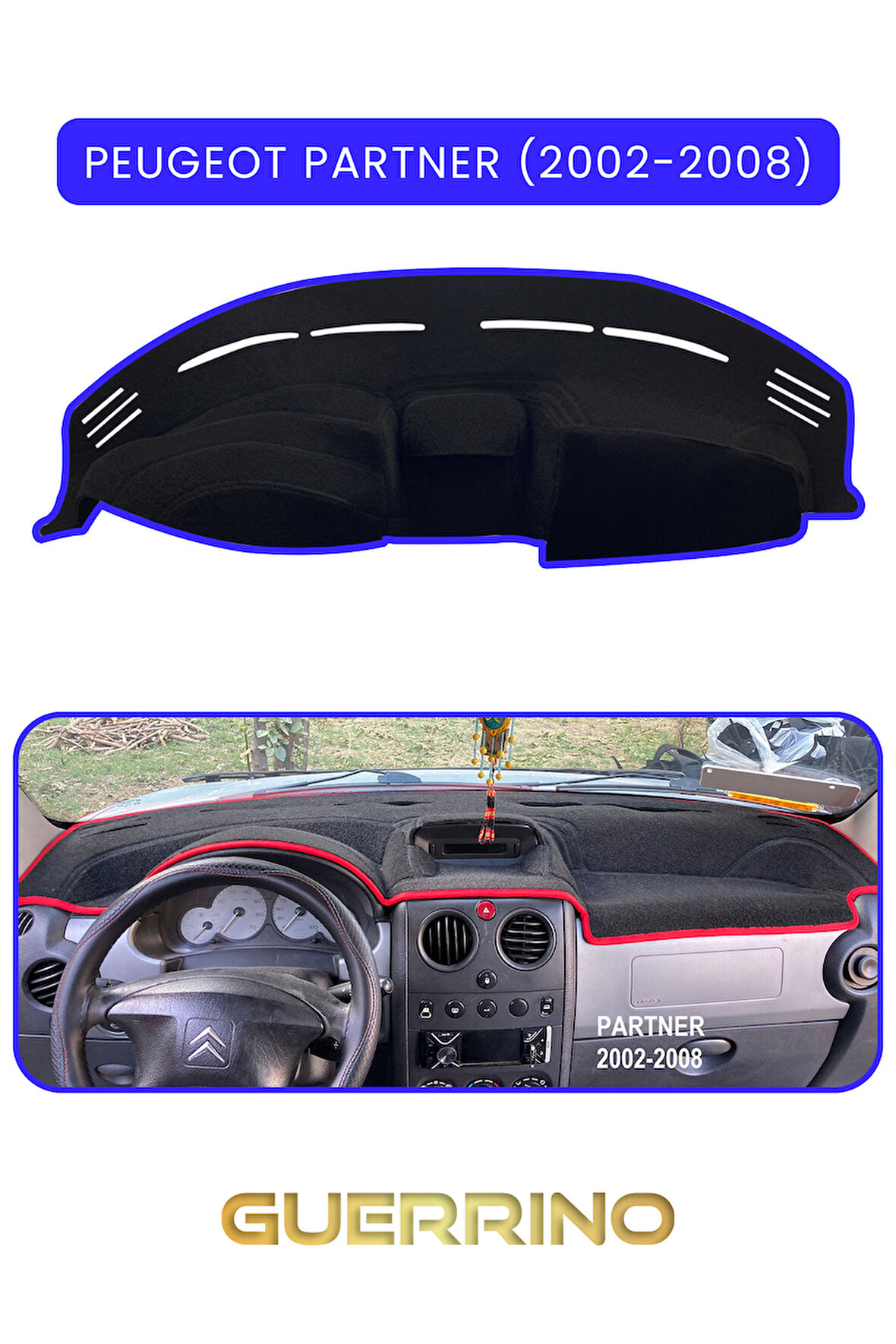 PEUGEOT Partner (2002-2008)TORPİDO KORUMA HALISI MAVİ KENAR