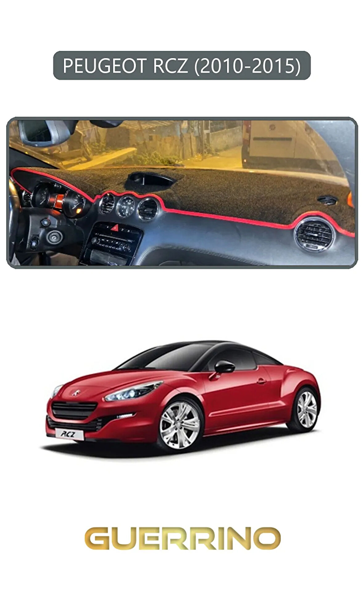 PEUGEOT RCZ 2010 - 2015TORPİDO KORUMA HALISI GRİ KENAR