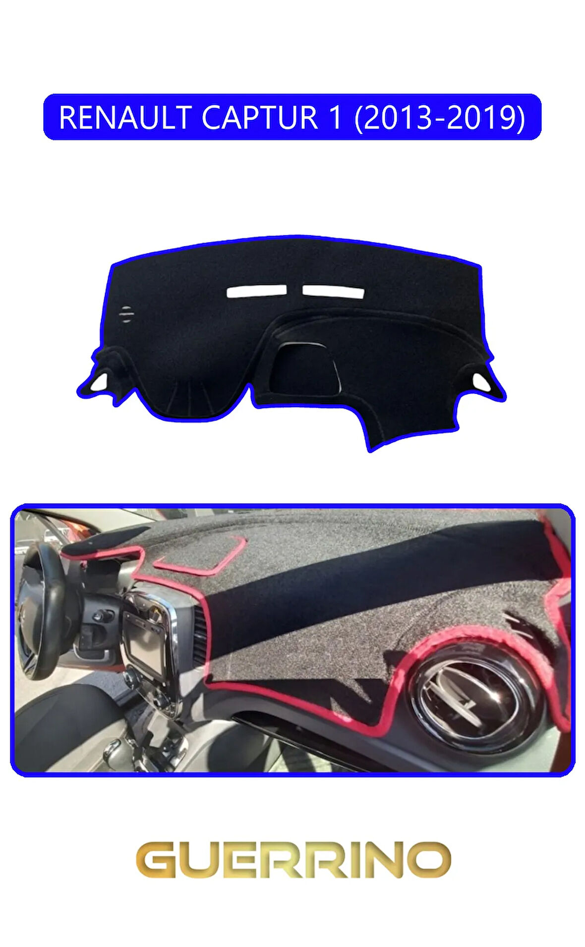 RENAULT CAPTUR 1 (2013-2019)TORPİDO KORUMA HALISI MAVİ KENAR