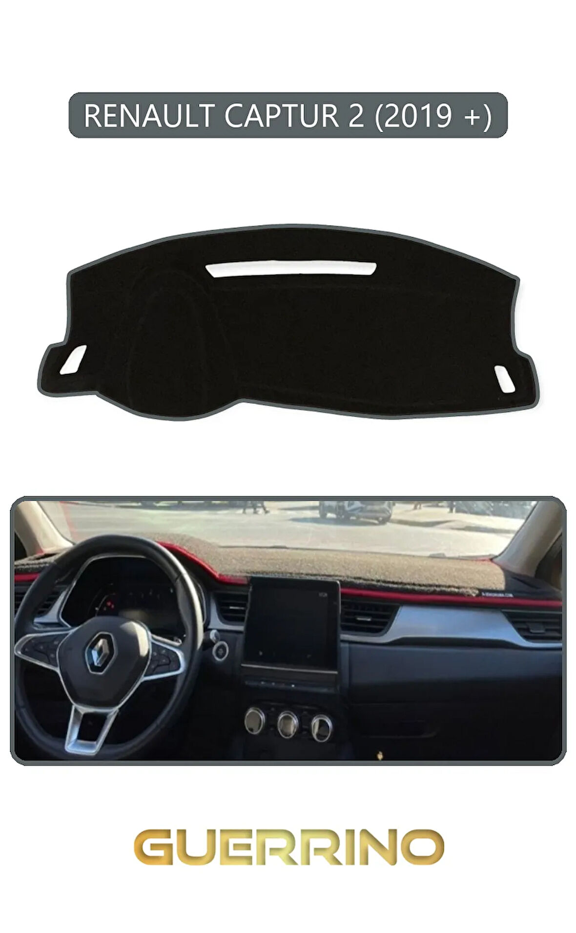 RENAULT CAPTUR 2 (2019 +)TORPİDO KORUMA HALISI GRİ KENAR