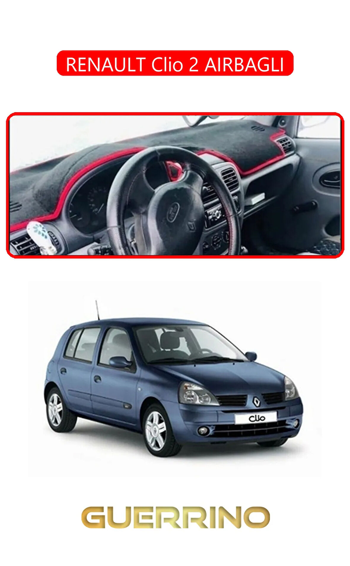 RENAULT Clio 2 AIRBAGLITORPİDO KORUMA HALISI KIRMIZI KENAR