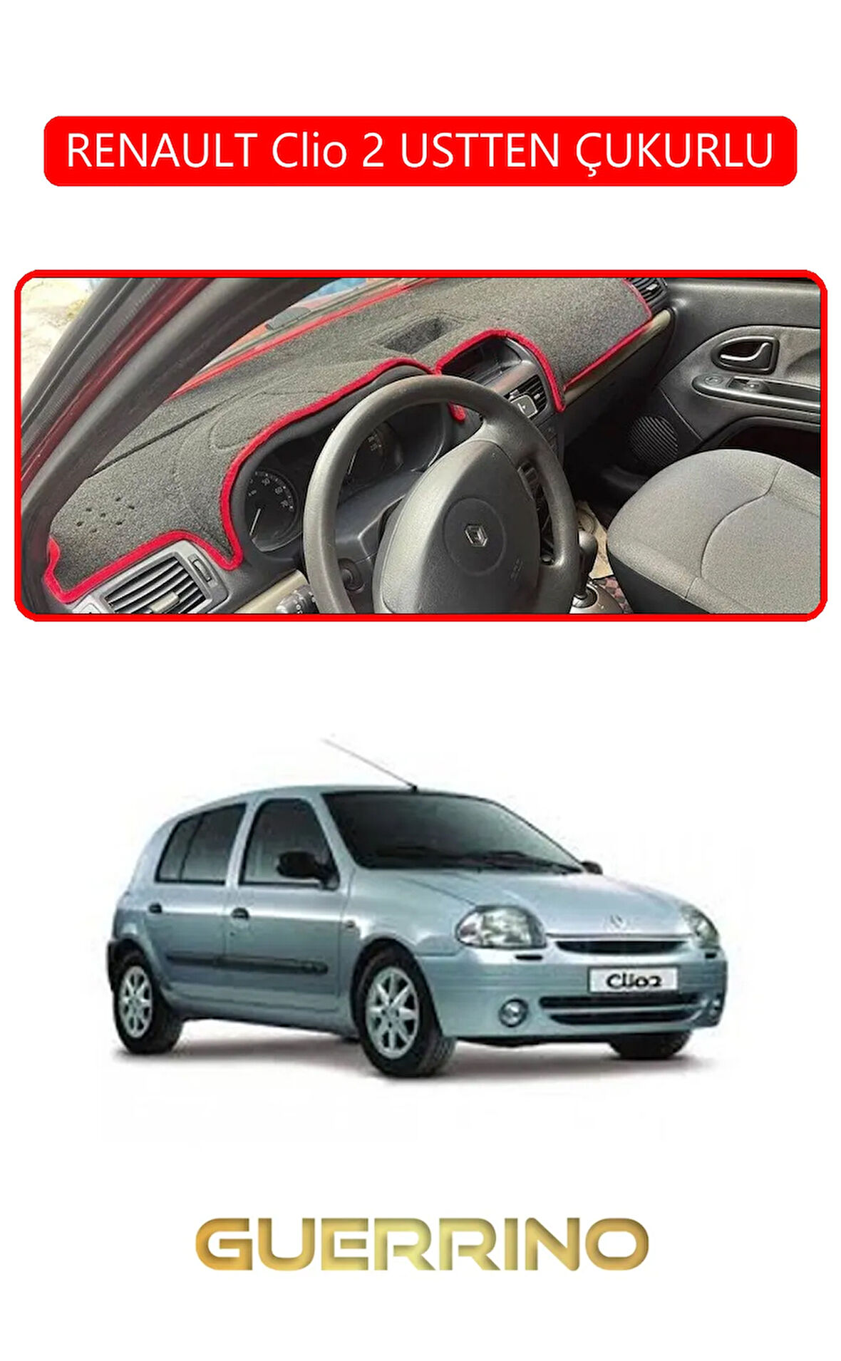RENAULT Clio 2 USTTEN ÇUKURLUTORPİDO KORUMA HALISI KIRMIZI KENAR