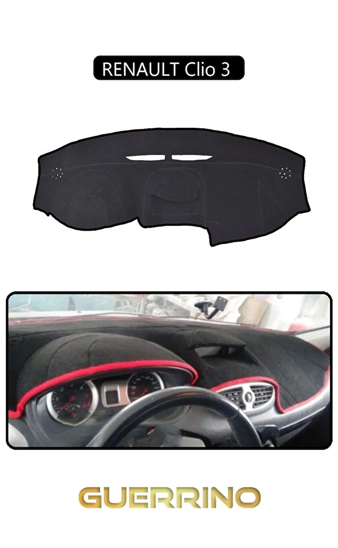 RENAULT Clio 3 TORPİDO KORUMA HALISI SİYAH KENAR
