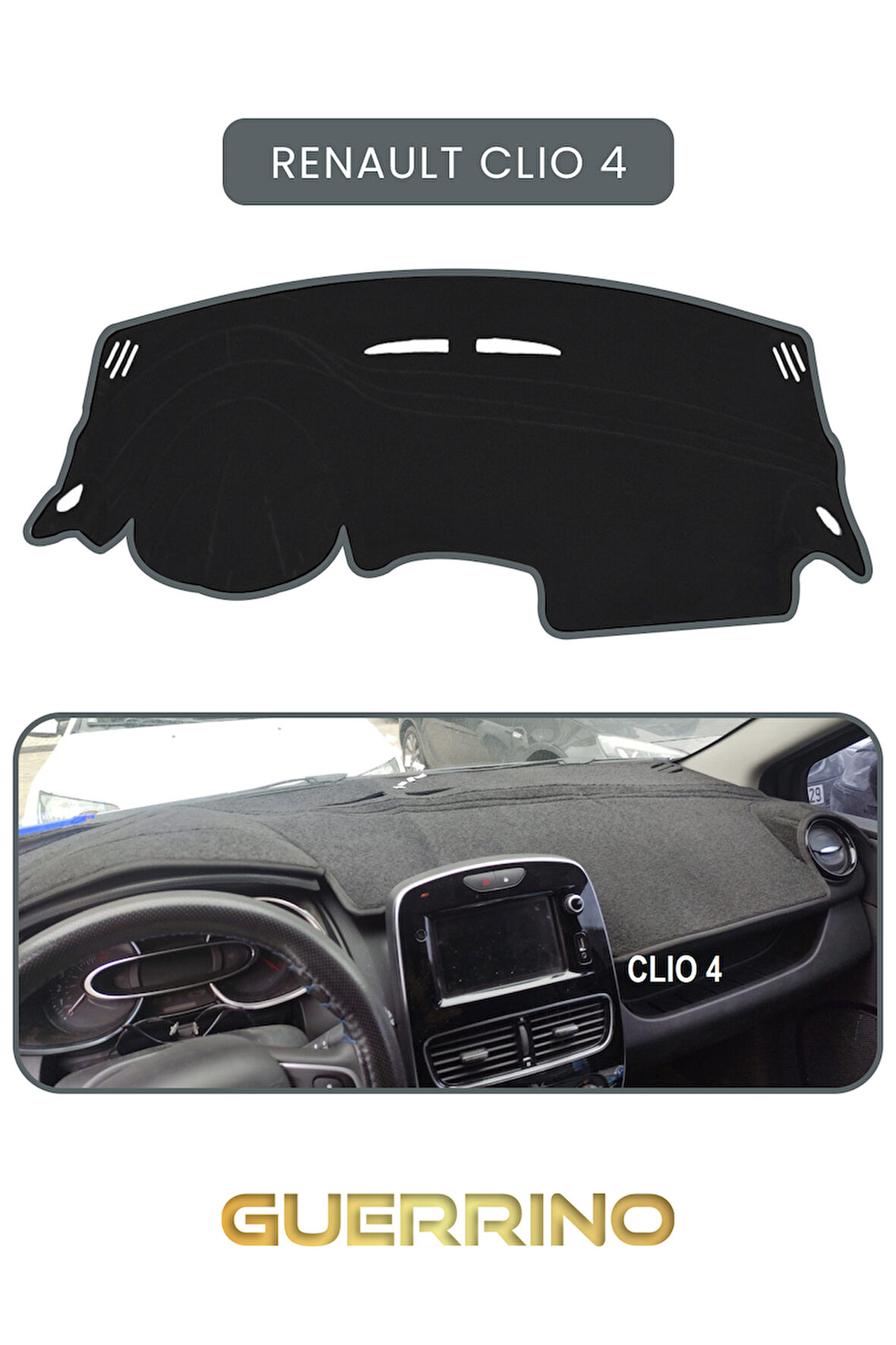 RENAULT Clio 4TORPİDO KORUMA HALISI GRİ KENAR