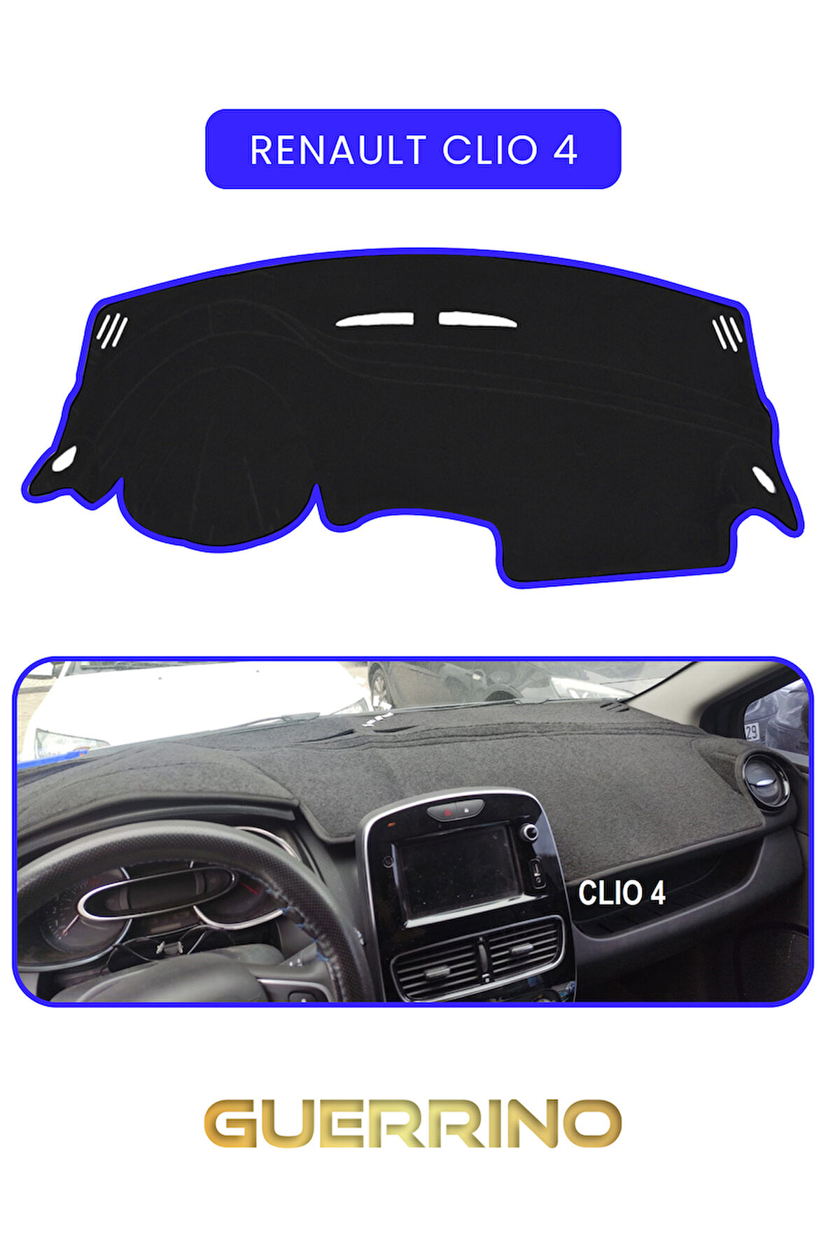 RENAULT Clio 4TORPİDO KORUMA HALISI MAVİ KENAR