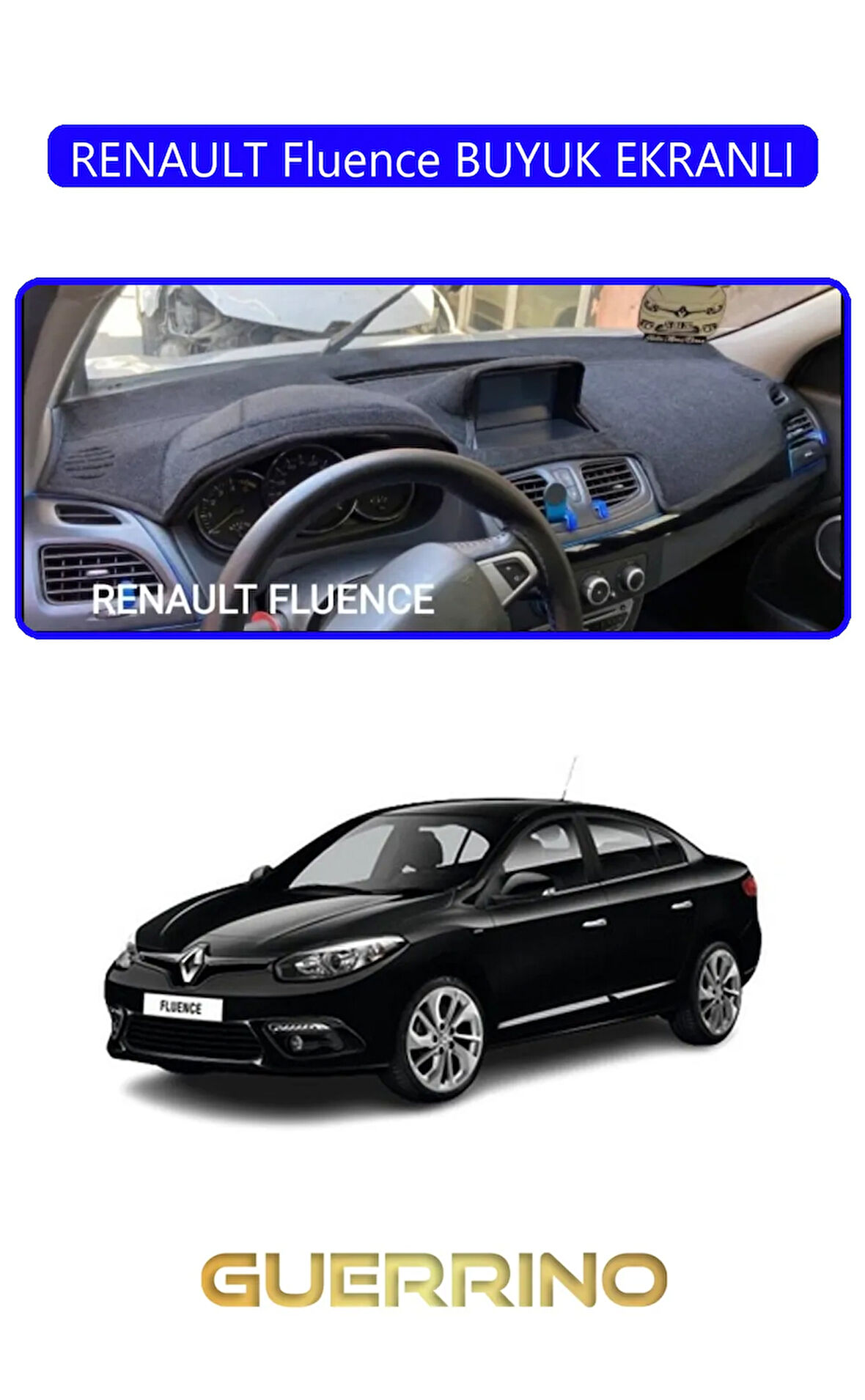RENAULT Fluence BUYUK EKRANLITORPİDO KORUMA HALISI MAVİ KENAR