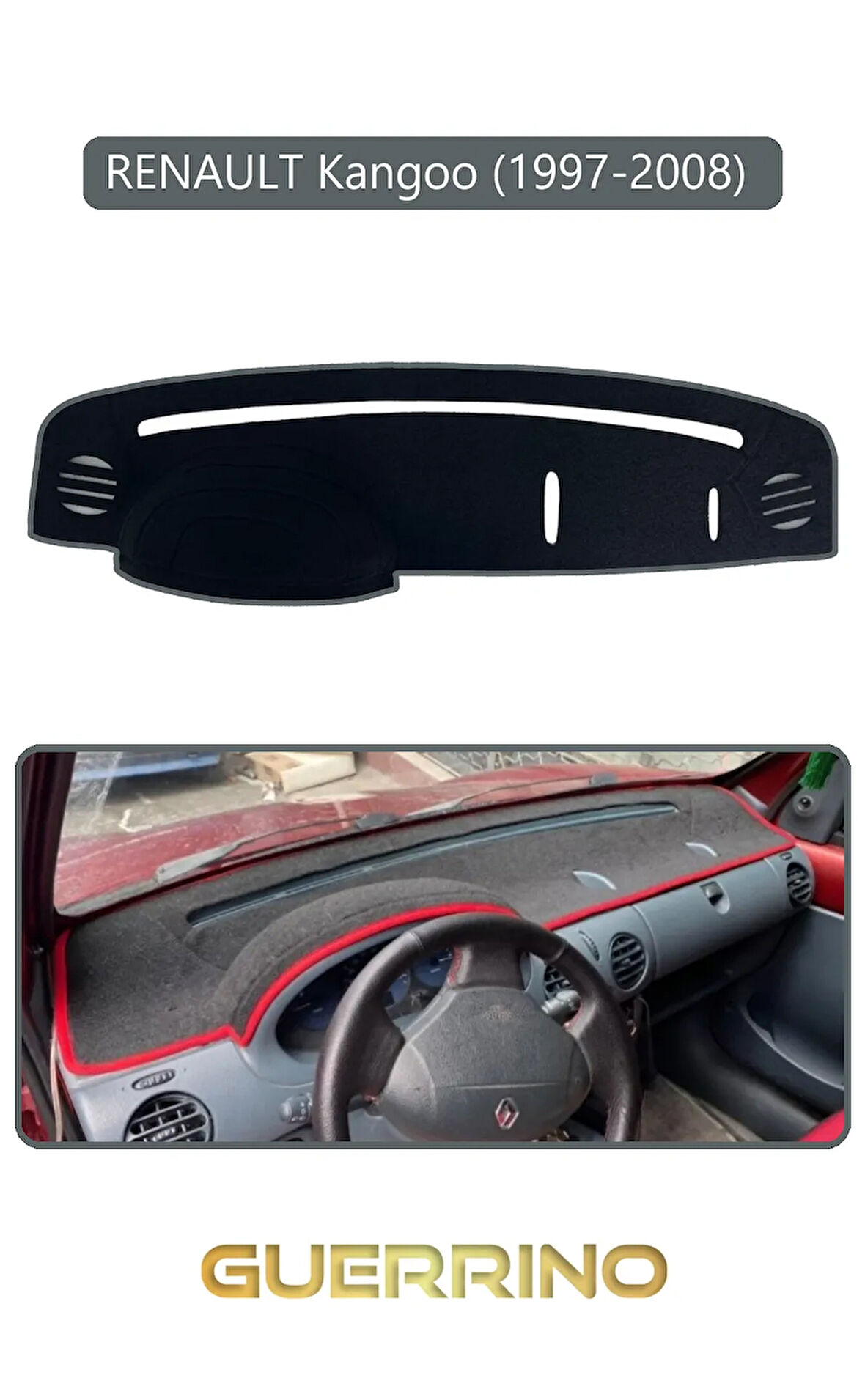 RENAULT Kangoo (1997-2008) TORPİDO KORUMA HALISI GRİ KENAR