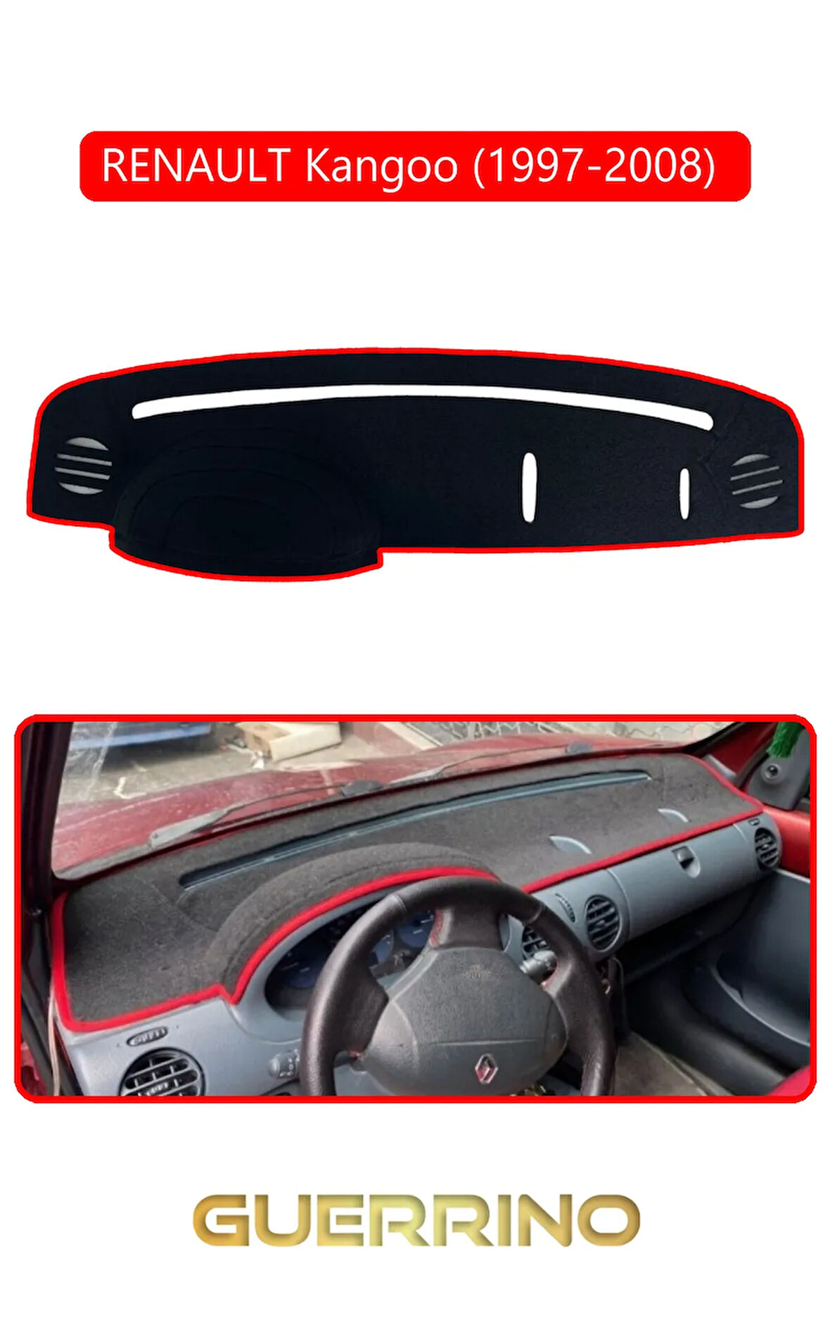RENAULT Kangoo (1997-2008) TORPİDO KORUMA HALISI KIRMIZI KENAR