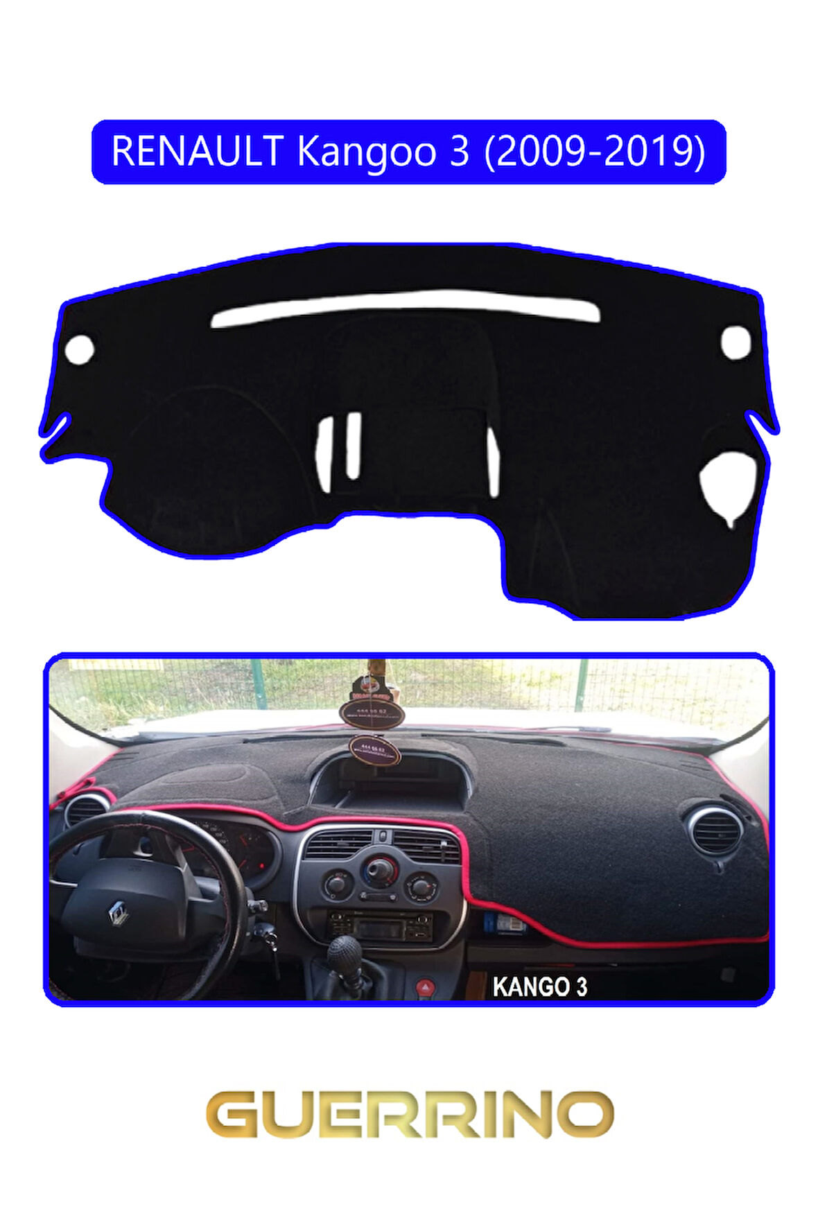 RENAULT Kangoo 3 (2007–now)TORPİDO KORUMA HALISI MAVİ KENAR