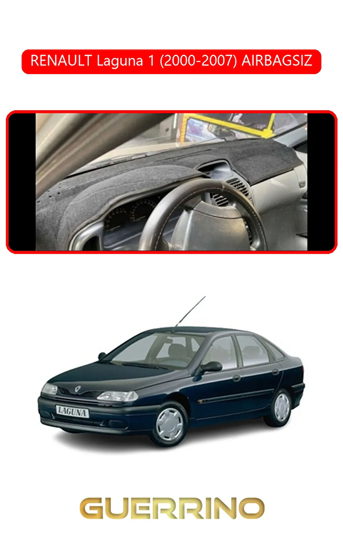 RENAULT Laguna 1 (2000-2007) AIRBAGSIZTORPİDO KORUMA HALISI KIRMIZI KENAR
