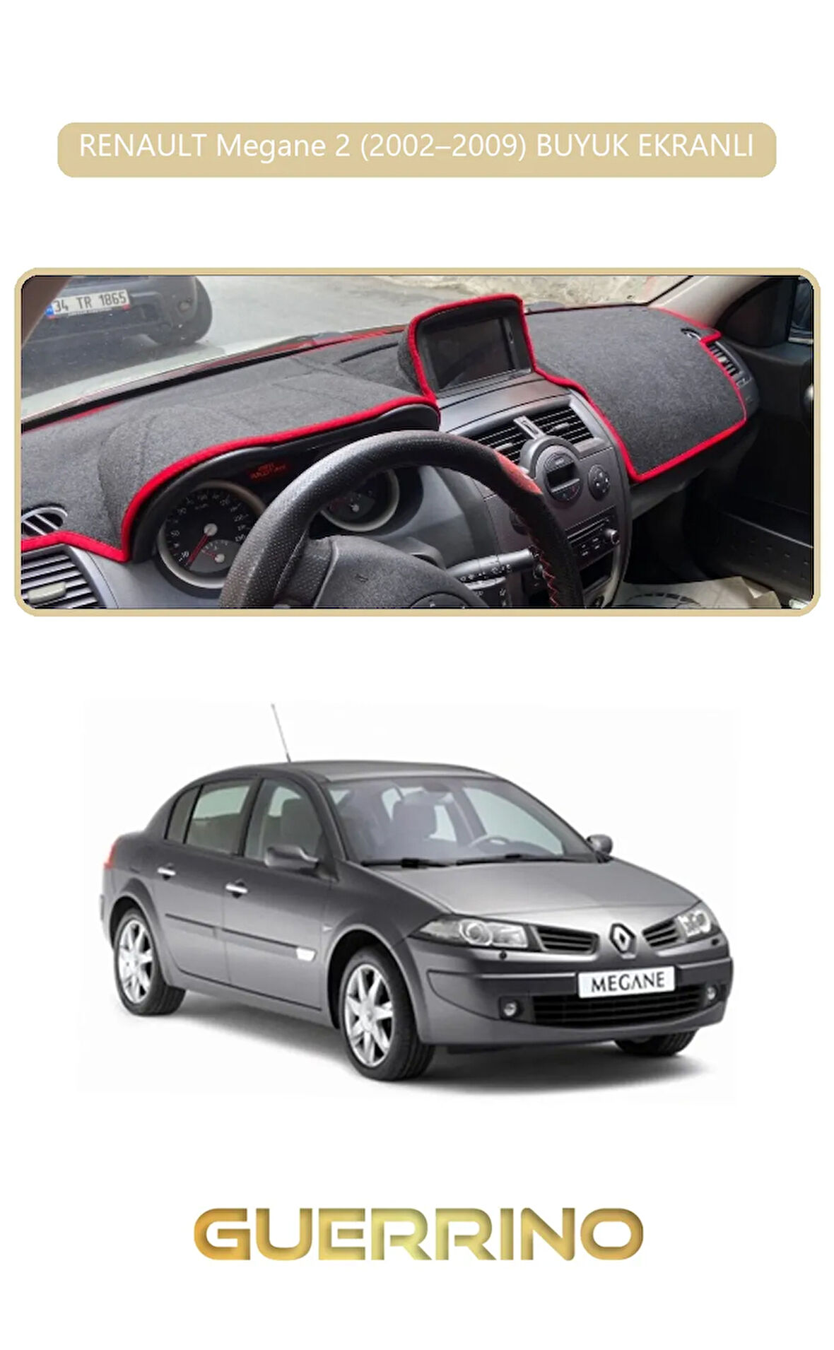 RENAULT Megane 2 (2002–2009) BUYUK EKRANLITORPİDO KORUMA HALISI BEJ KENAR