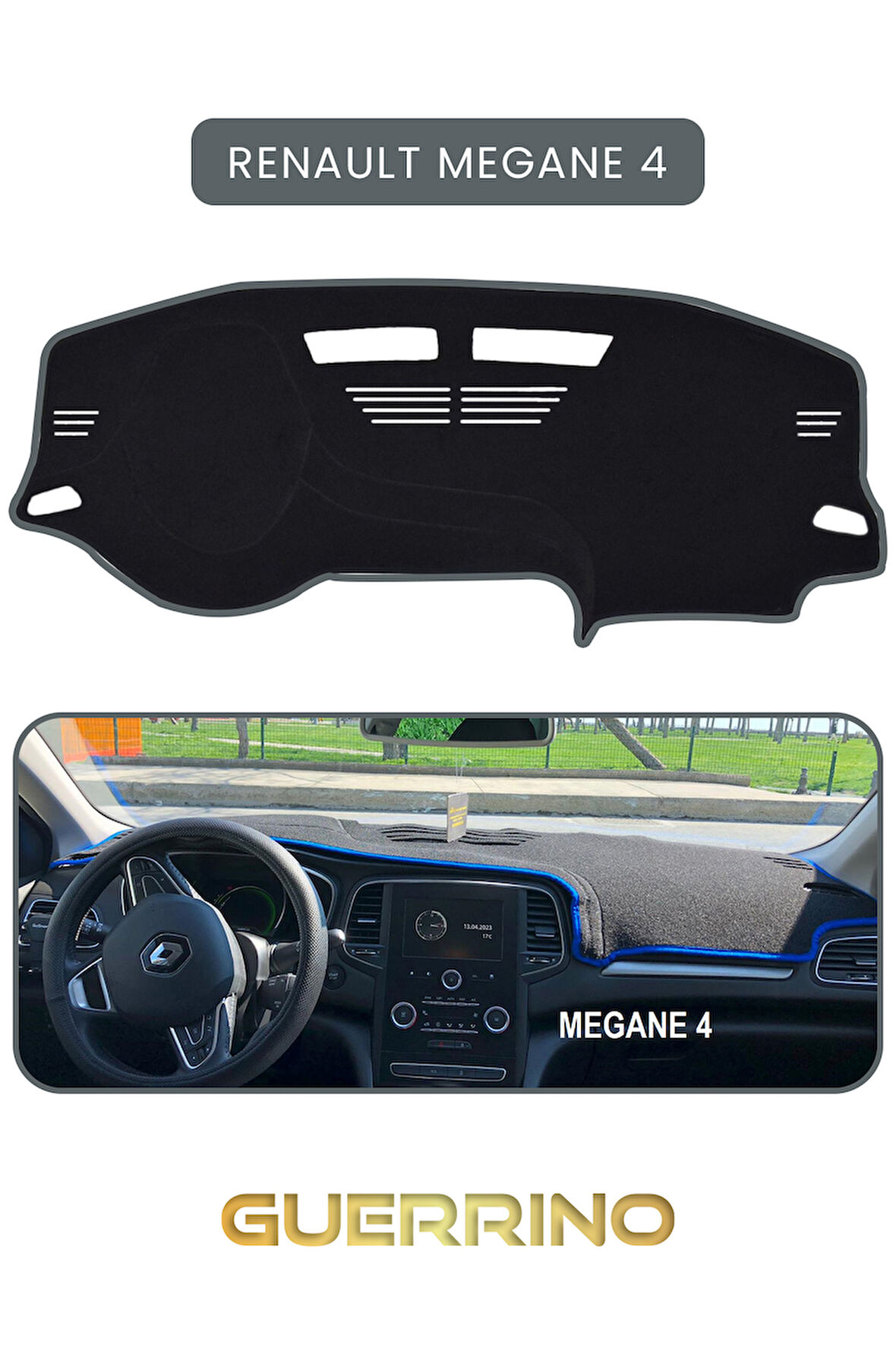 RENAULT Megane 4 TORPİDO KORUMA HALISI GRİ KENAR