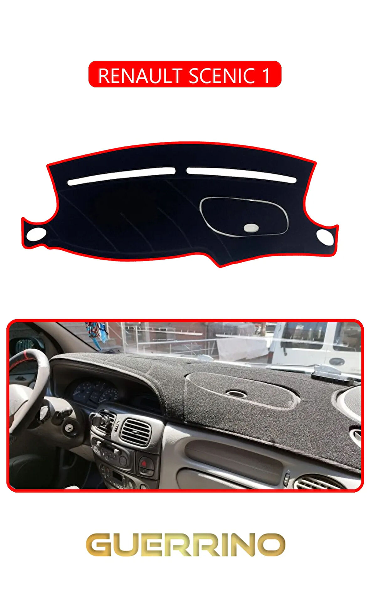 RENAULT SCENIC 1TORPİDO KORUMA HALISI KIRMIZI KENAR