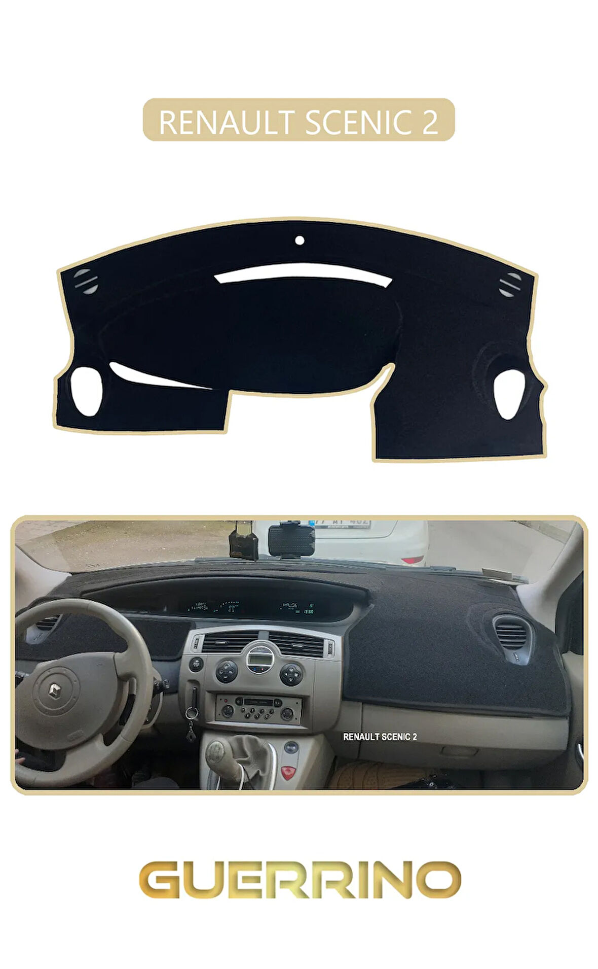 RENAULT SCENIC 2TORPİDO KORUMA HALISI BEJ KENAR