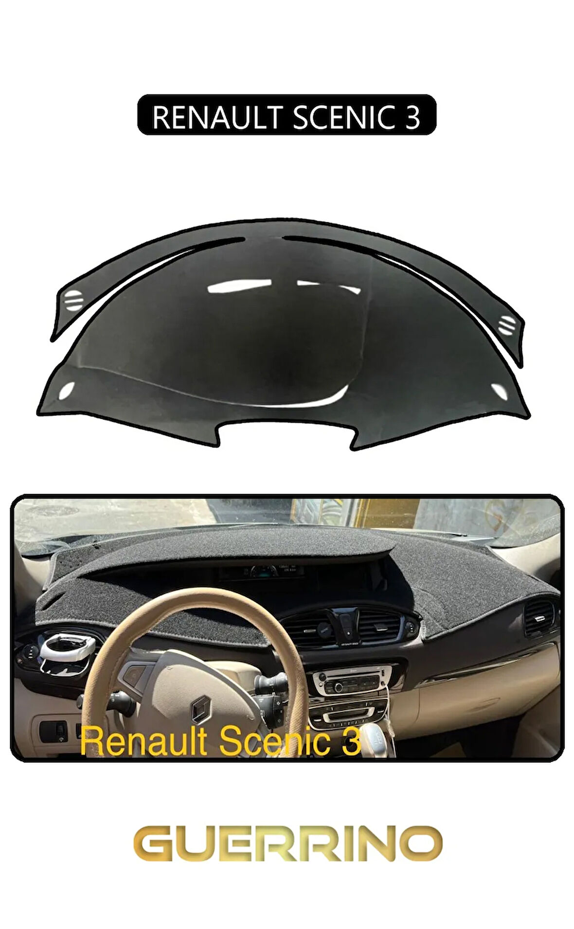 RENAULT SCENIC 3TORPİDO KORUMA HALISI SİYAH KENAR