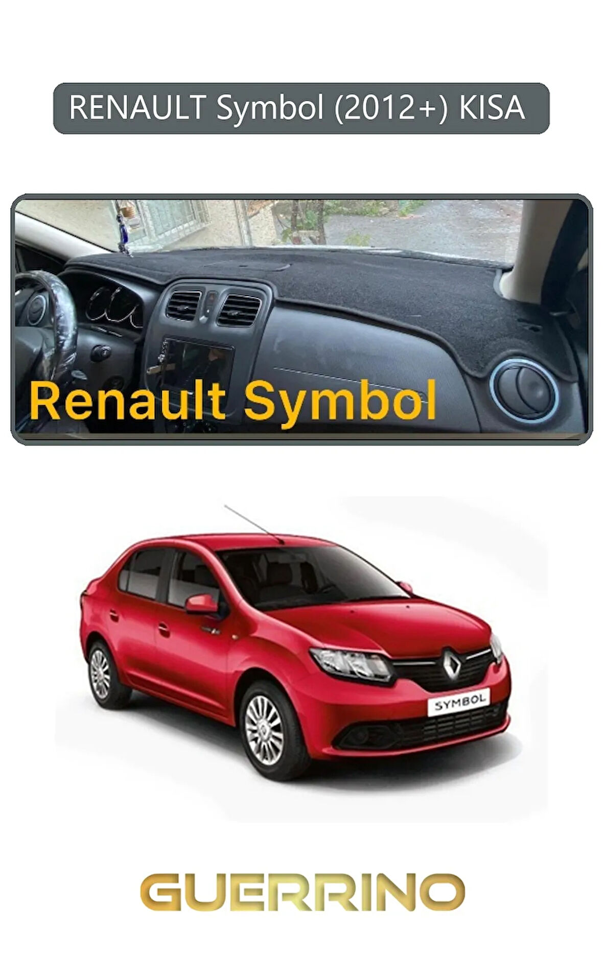 RENAULT Symbol (2012+) KISA TORPİDO KORUMA HALISI GRİ KENAR