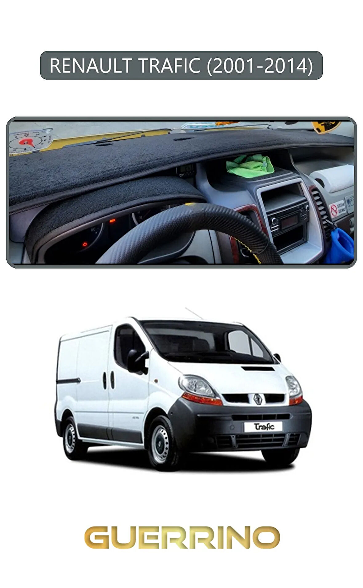 RENAULT TRAFIC (2001-2014)TORPİDO KORUMA HALISI GRİ KENAR