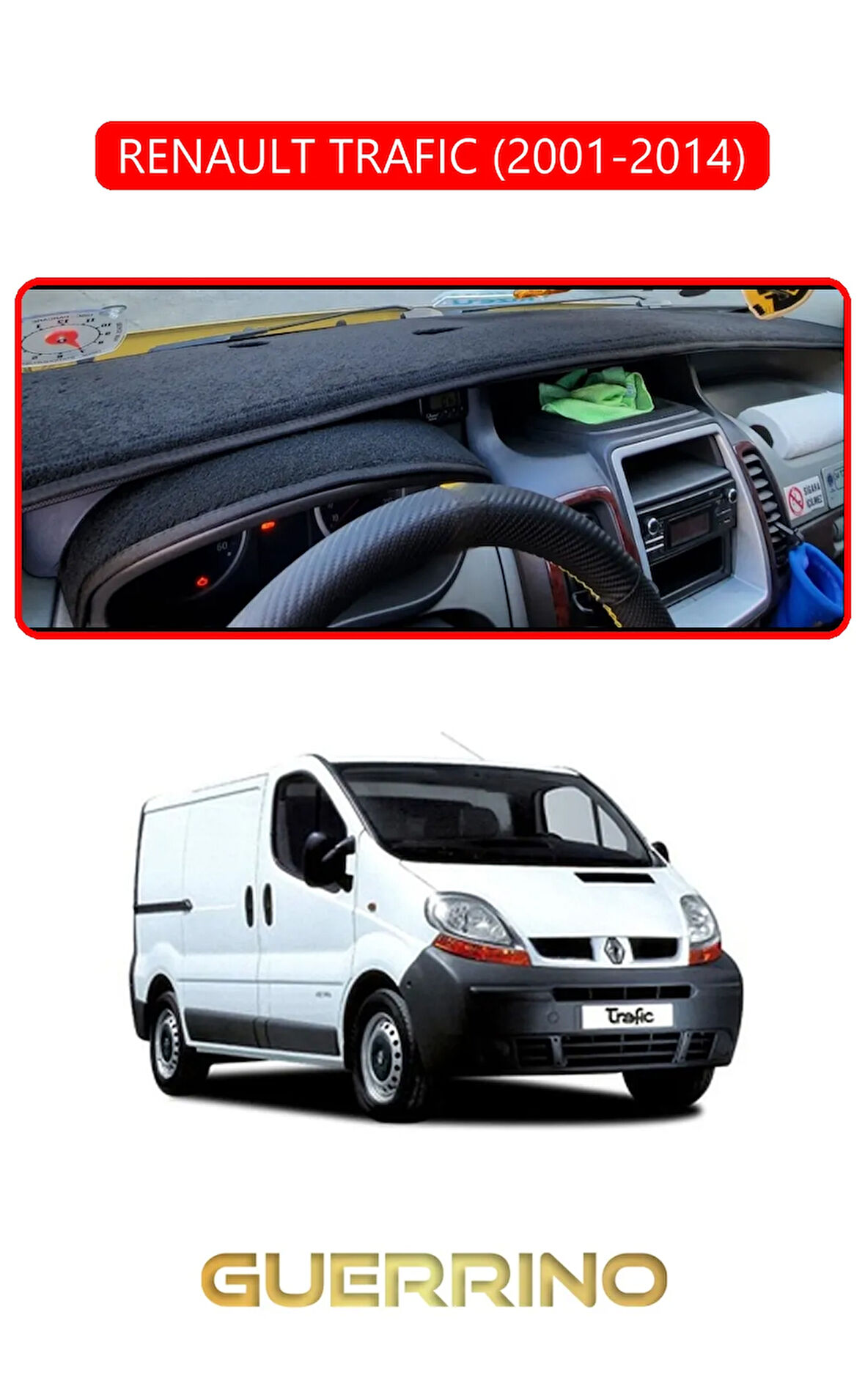 RENAULT TRAFIC (2001-2014)TORPİDO KORUMA HALISI KIRMIZI KENAR