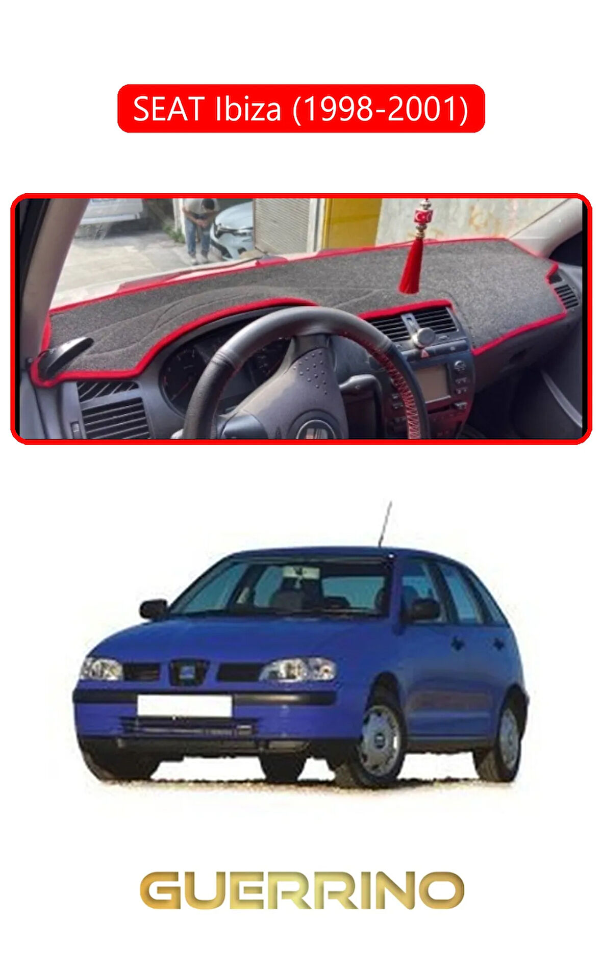 SEAT Ibiza (1998-2001)TORPİDO KORUMA HALISI KIRMIZI KENAR