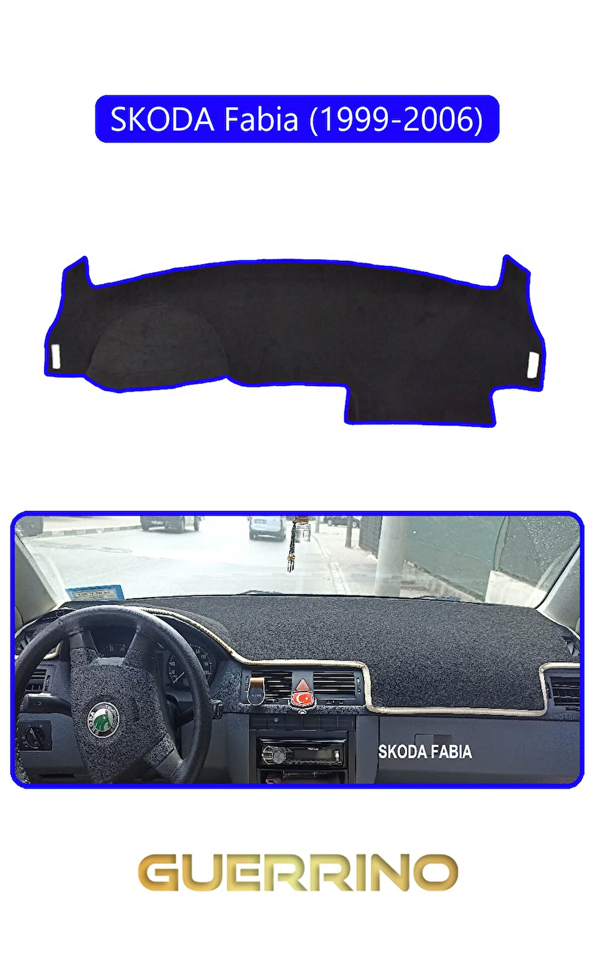 SKODA Fabia (1999-2006)TORPİDO KORUMA HALISI MAVİ KENAR