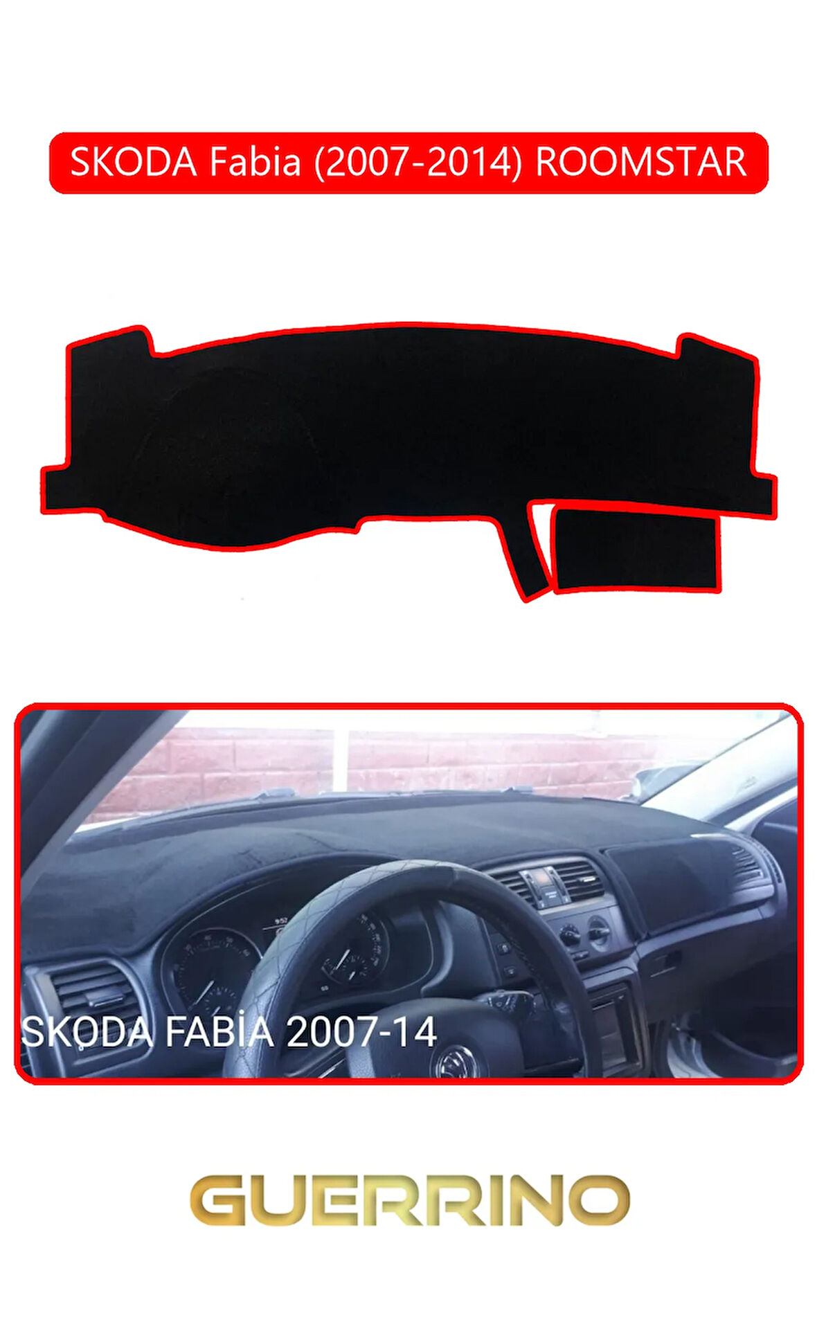 SKODA Fabia (2007-2014) ROOMSTARTORPİDO KORUMA HALISI KIRMIZI KENAR