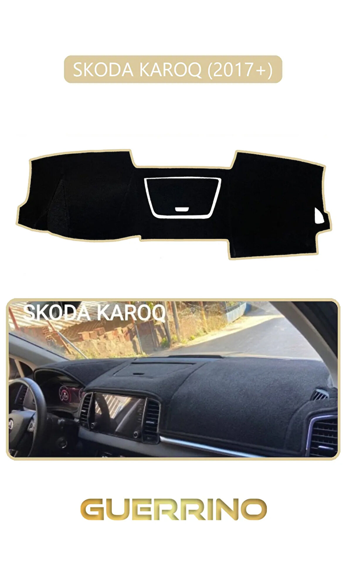 SKODA KAROQ 2017+TORPİDO KORUMA HALISI BEJ KENAR