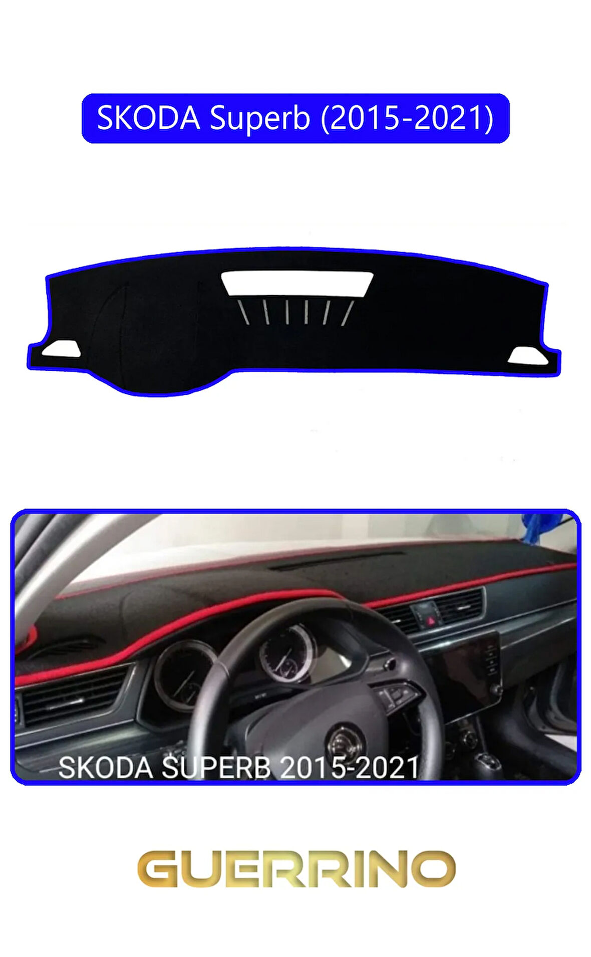 SKODA Superb (2015-2021)TORPİDO KORUMA HALISI MAVİ KENAR