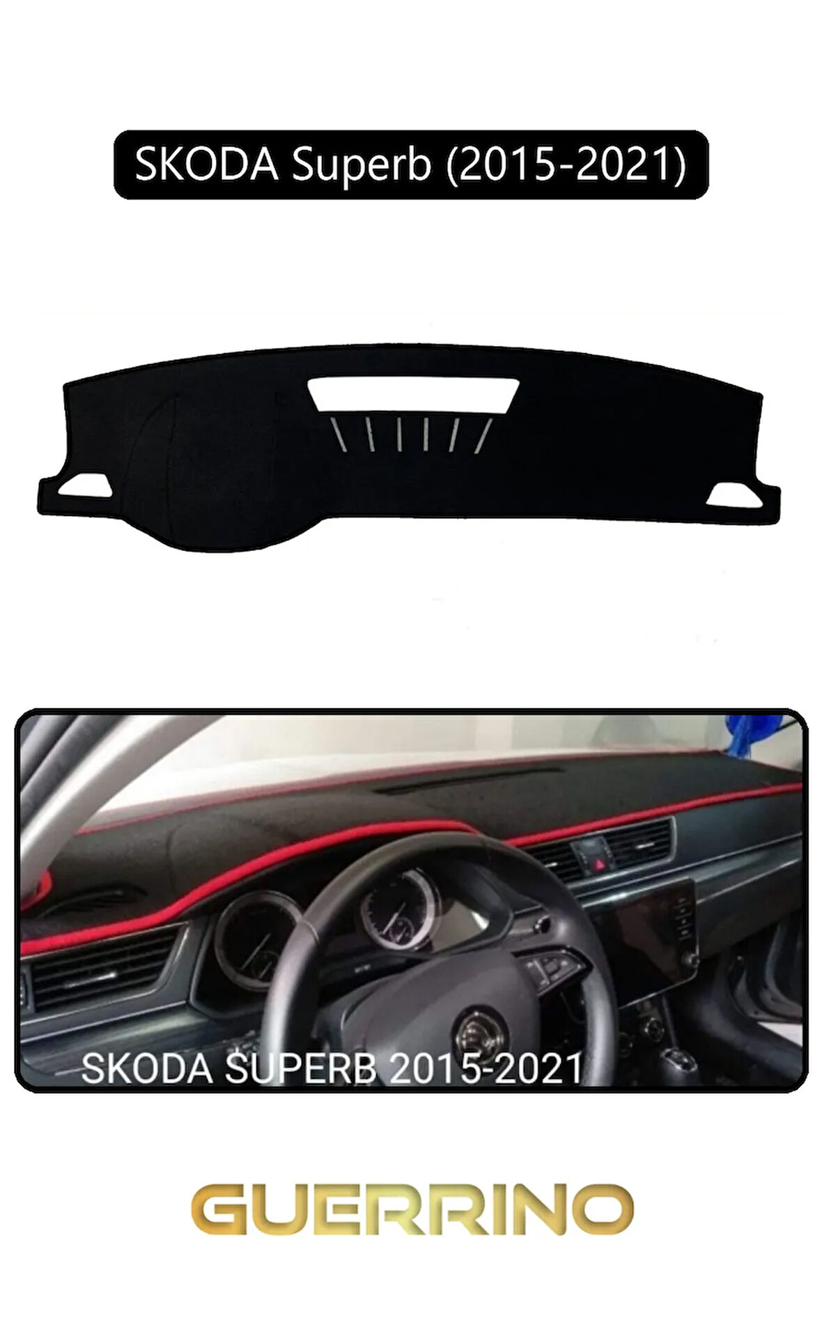 SKODA Superb (2015-2021)TORPİDO KORUMA HALISI SİYAH KENAR