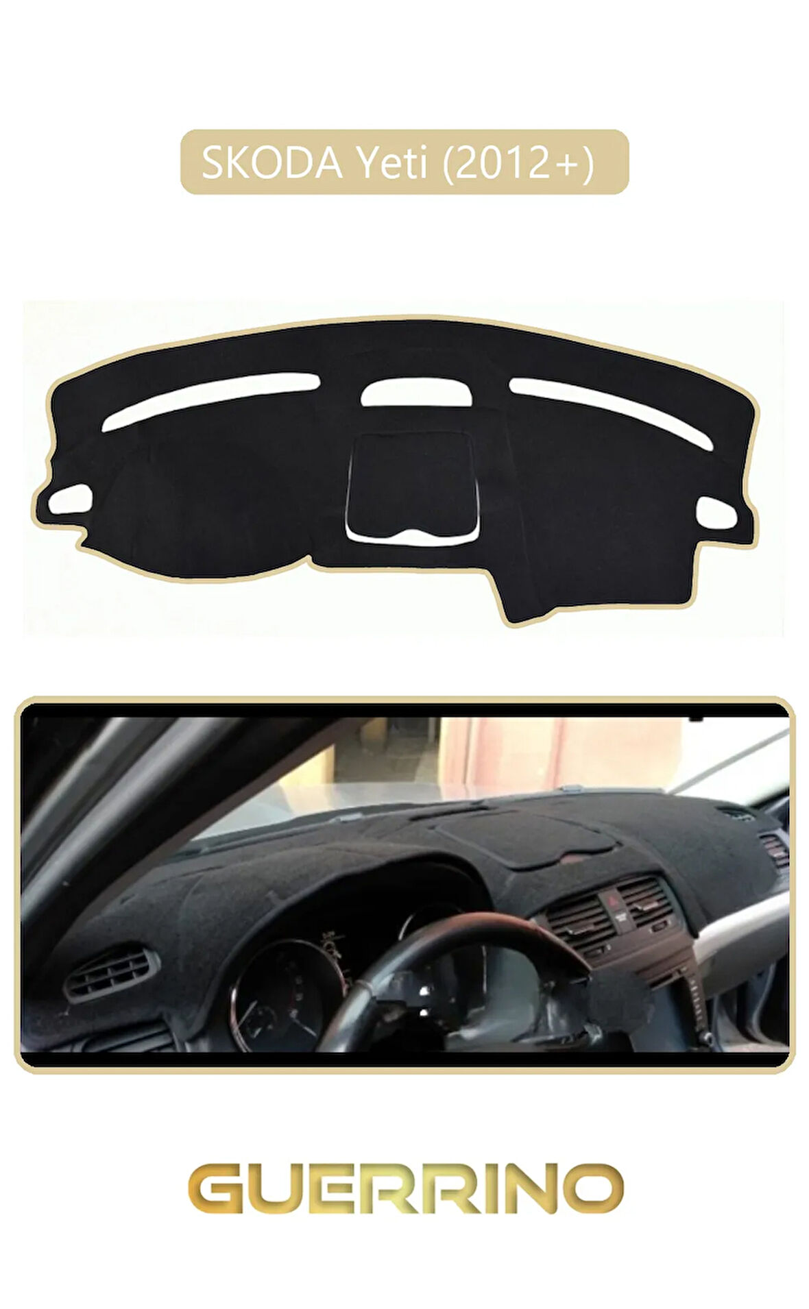 SKODA Yeti (2012+) TORPİDO KORUMA HALISI BEJ KENAR