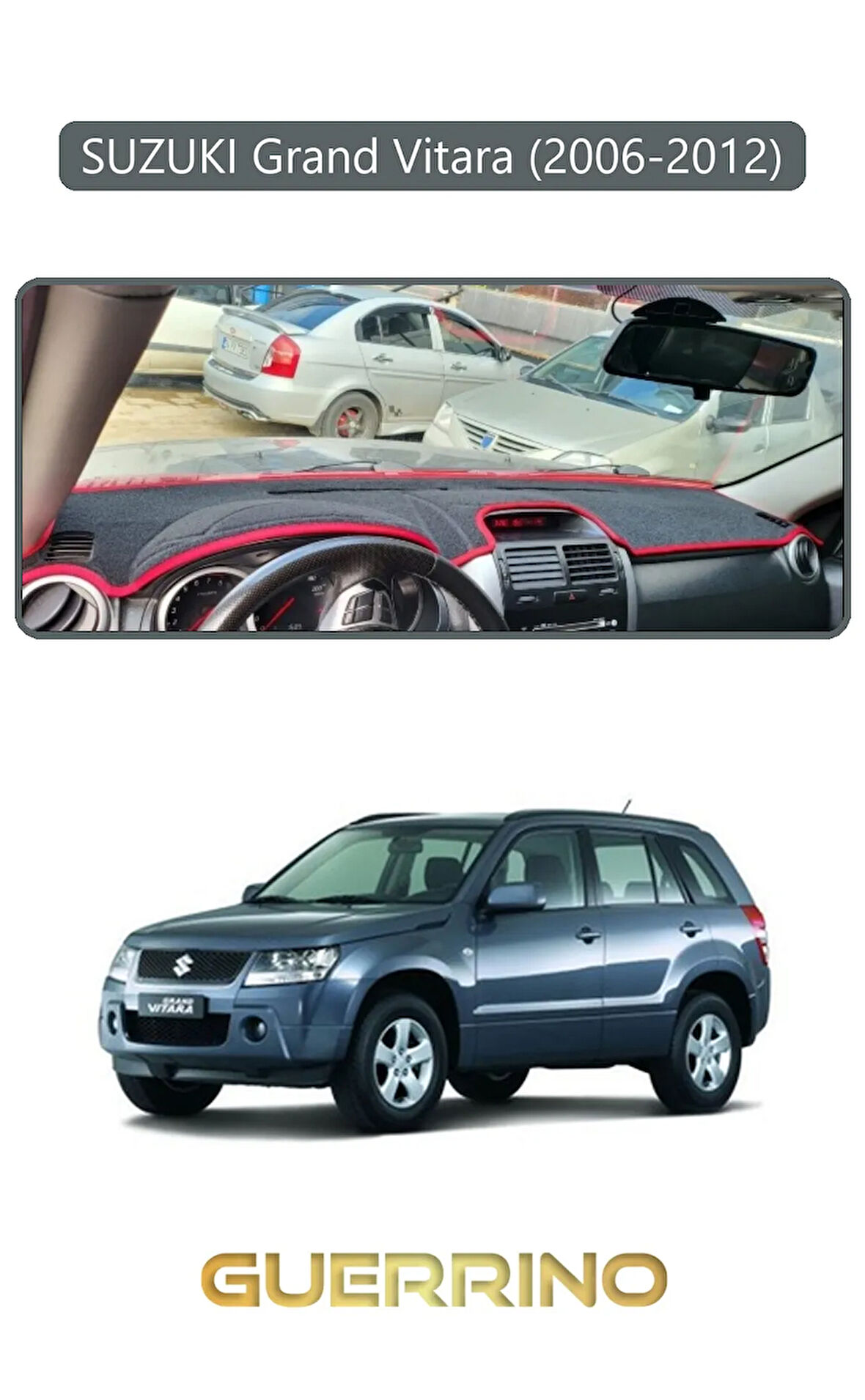 SUZUKI Grand Vitara (2006-2012) TORPİDO KORUMA HALISI GRİ KENAR