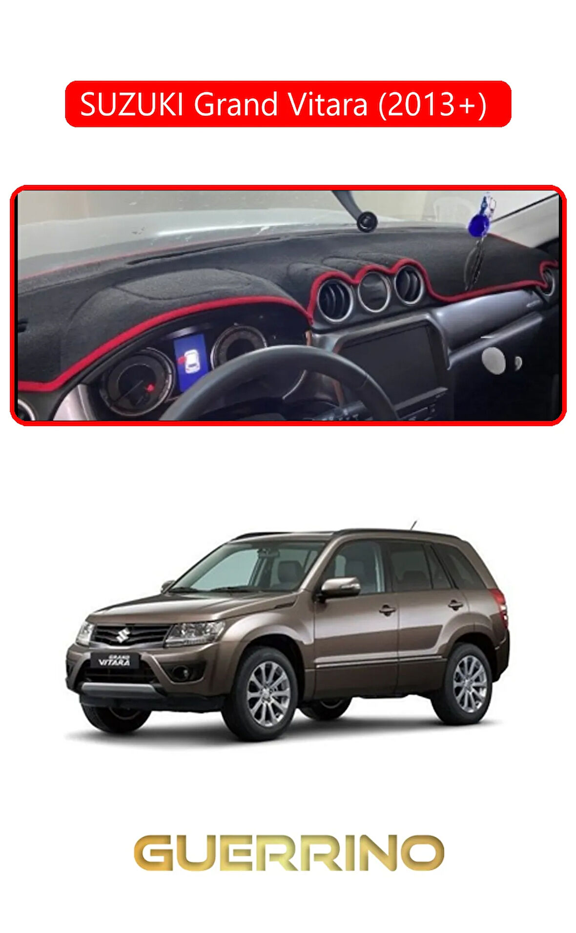 SUZUKI Grand Vitara (2013+) TORPİDO KORUMA HALISI KIRMIZI KENAR