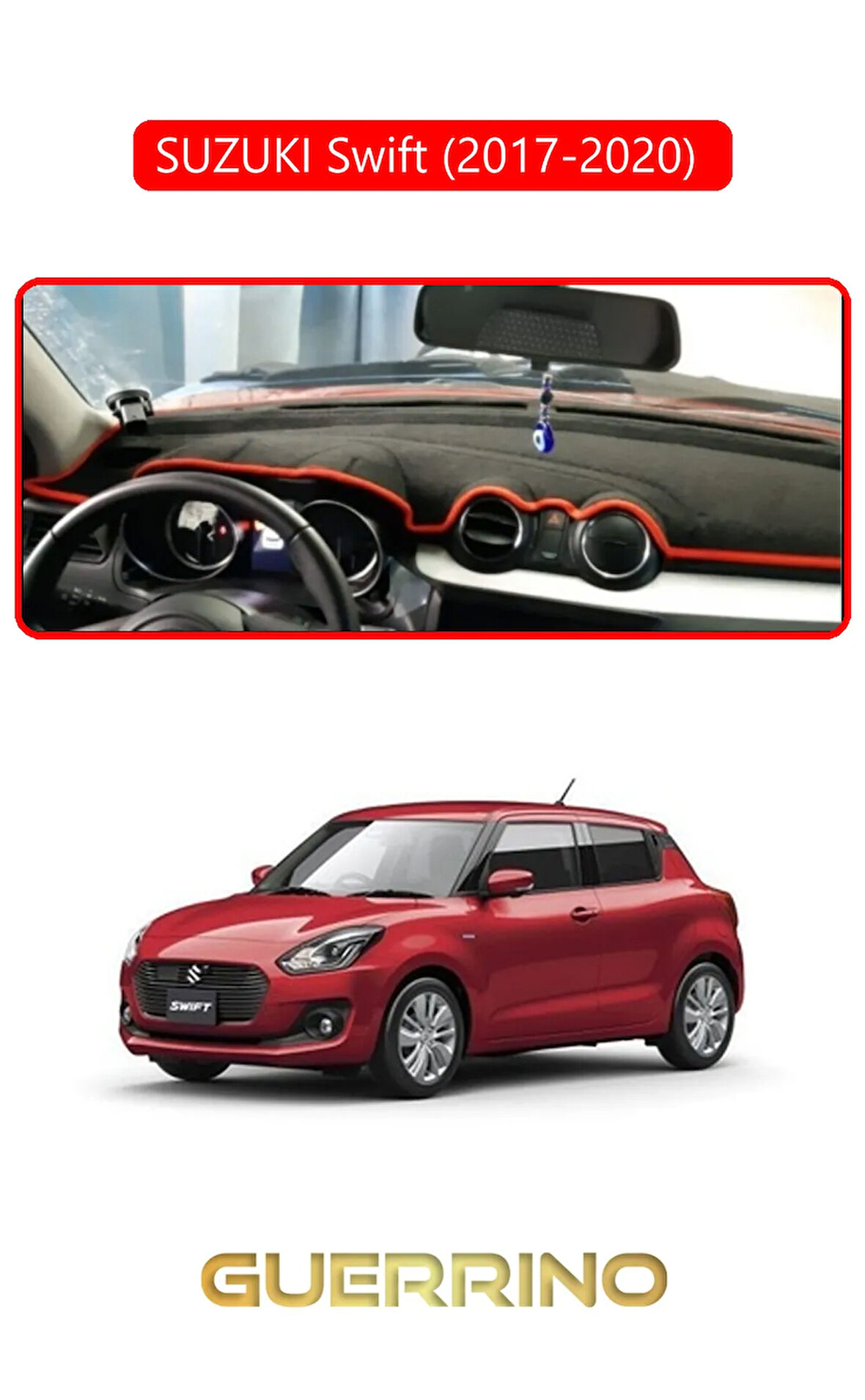 SUZUKI Swift   2017-2020 TORPİDO KORUMA HALISI KIRMIZI KENAR