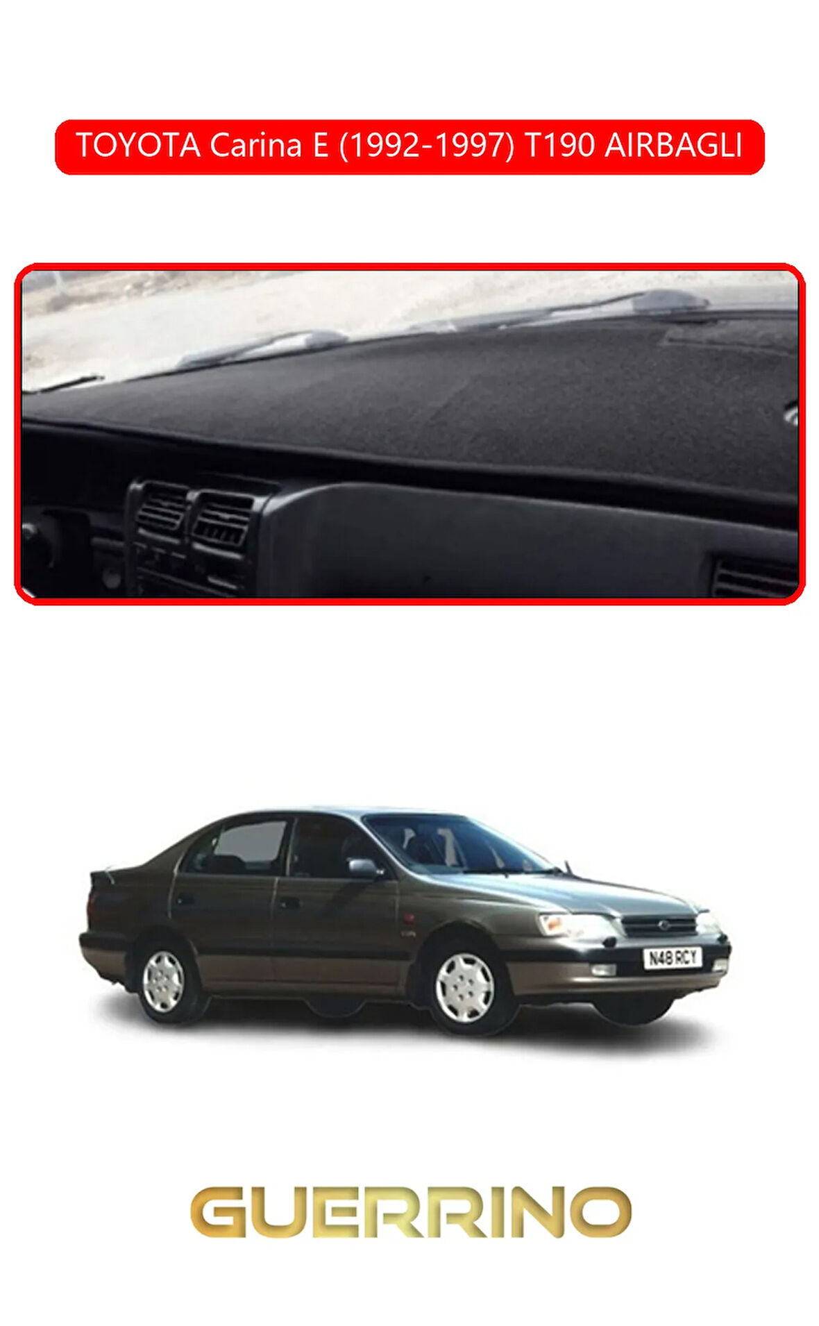 TOYOTA Carina E (1992-1997) T190TORPİDO KORUMA HALISI KIRMIZI KENAR