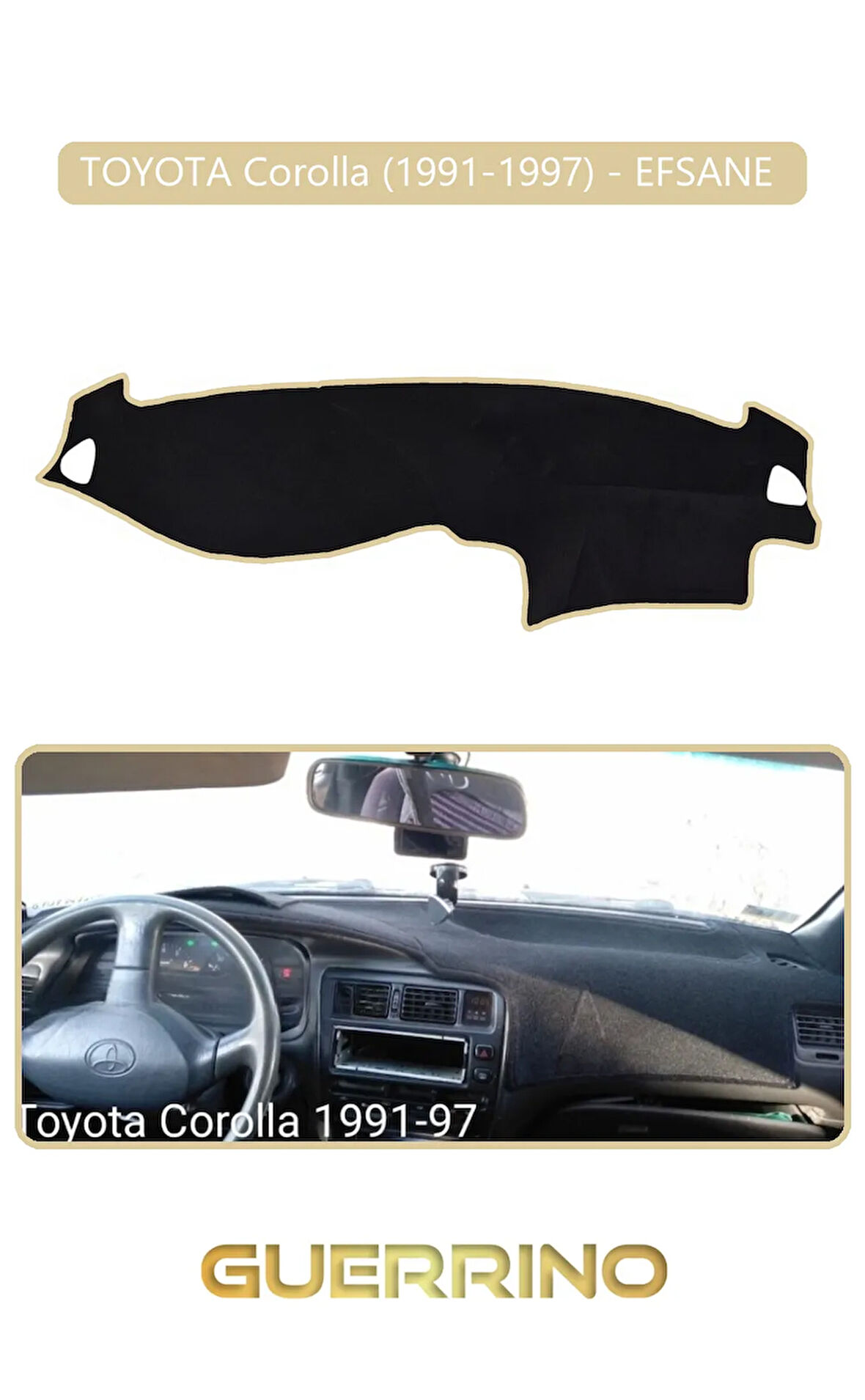 TOYOTA Corolla (1991-1997) - EFSANE TORPİDO KORUMA HALISI BEJ KENAR