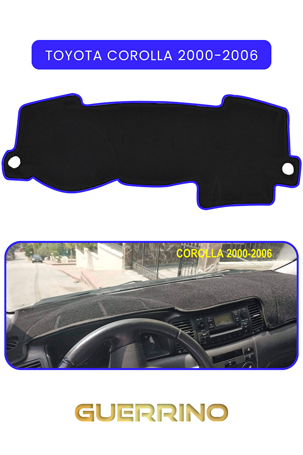 TOYOTA Corolla (2000-2006)TORPİDO KORUMA HALISI MAVİ KENAR