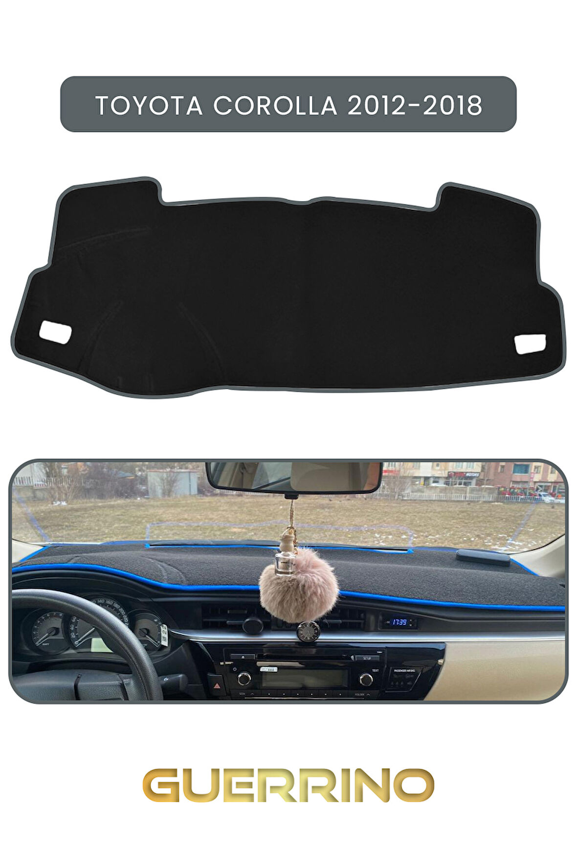 TOYOTA Corolla (2012-2018)TORPİDO KORUMA HALISI GRİ KENAR