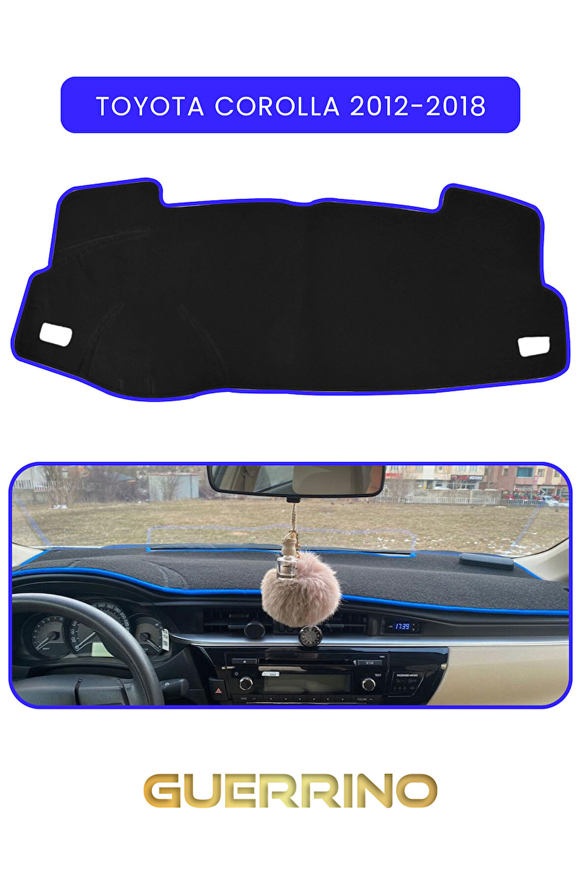 TOYOTA Corolla (2012-2018)TORPİDO KORUMA HALISI MAVİ KENAR