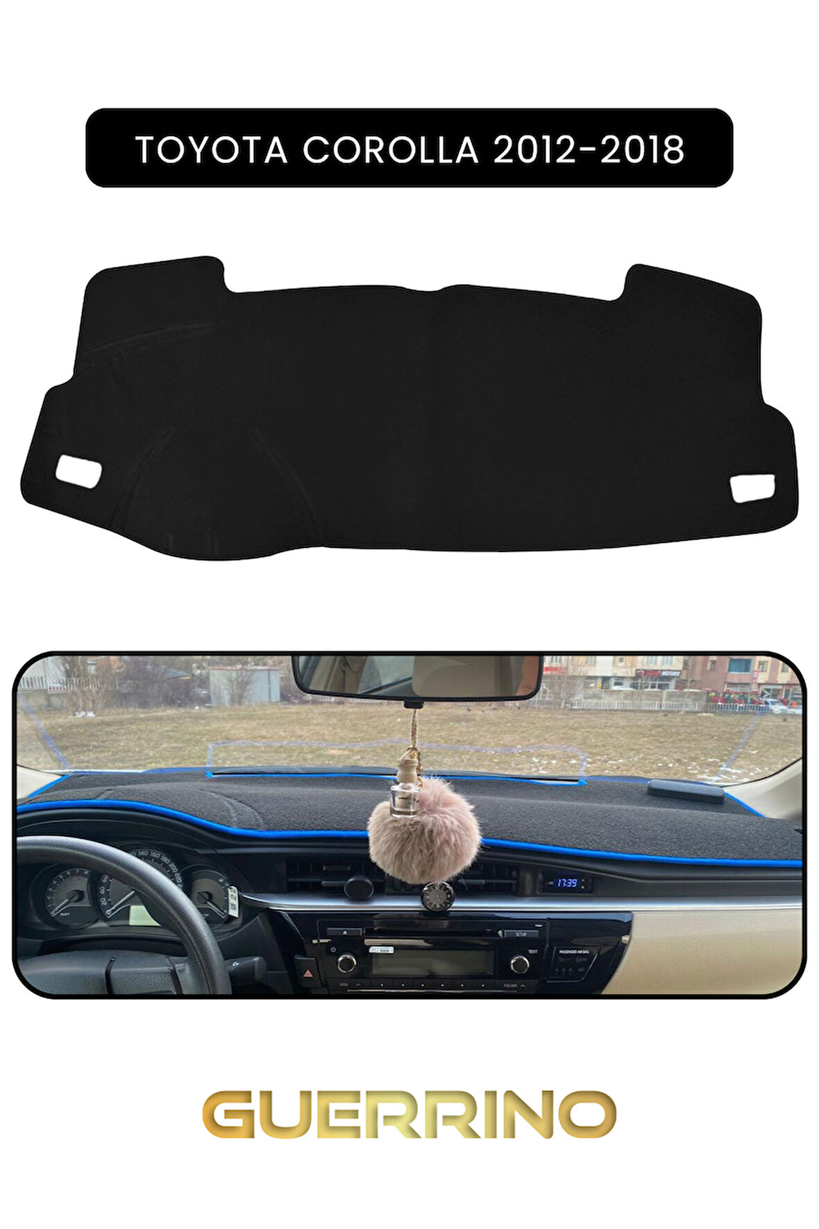 TOYOTA Corolla (2012-2018)TORPİDO KORUMA HALISI SİYAH KENAR