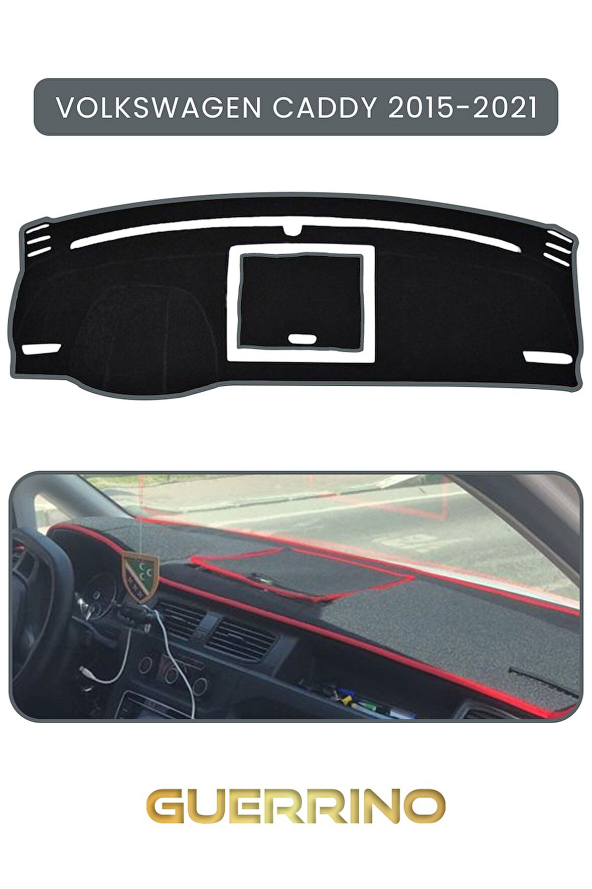 VOLKSWAGEN Caddy (2015-2021)TORPİDO KORUMA HALISI GRİ KENAR